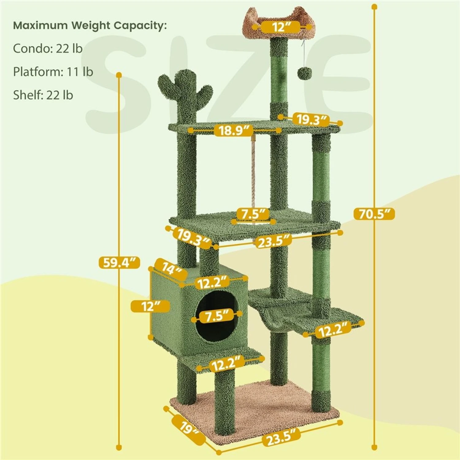 Yaheetech Cactus 70.5-in Cat Tree - Image 3