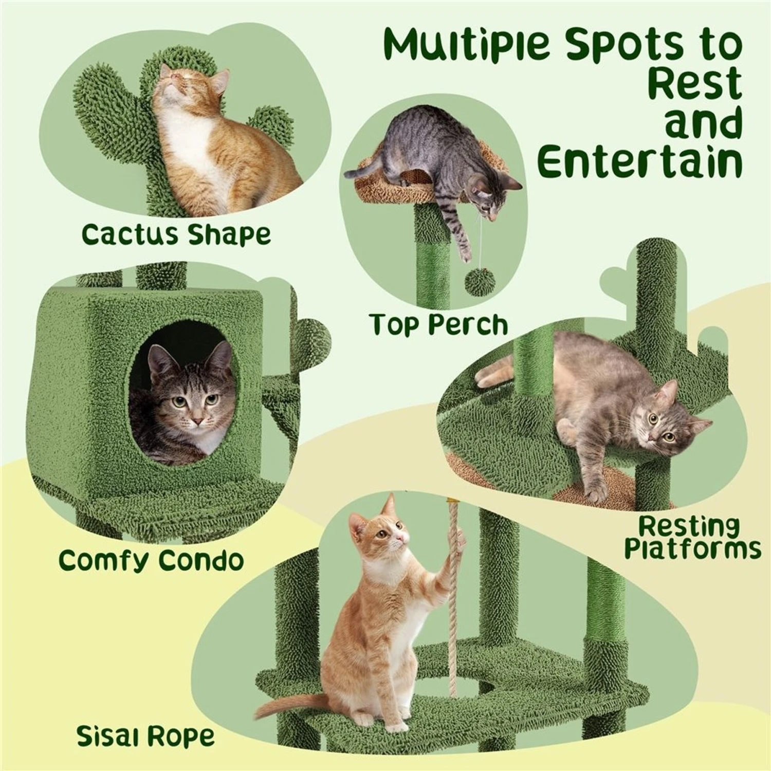 Yaheetech Cactus 70.5-in Cat Tree - Image 4