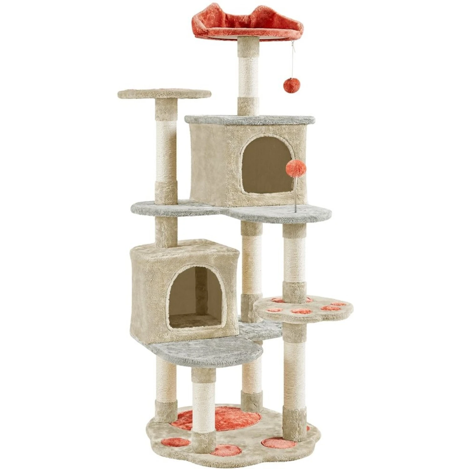 Yaheetech Paw-Shaped Play 57.5-in Cat Tower - Image 2