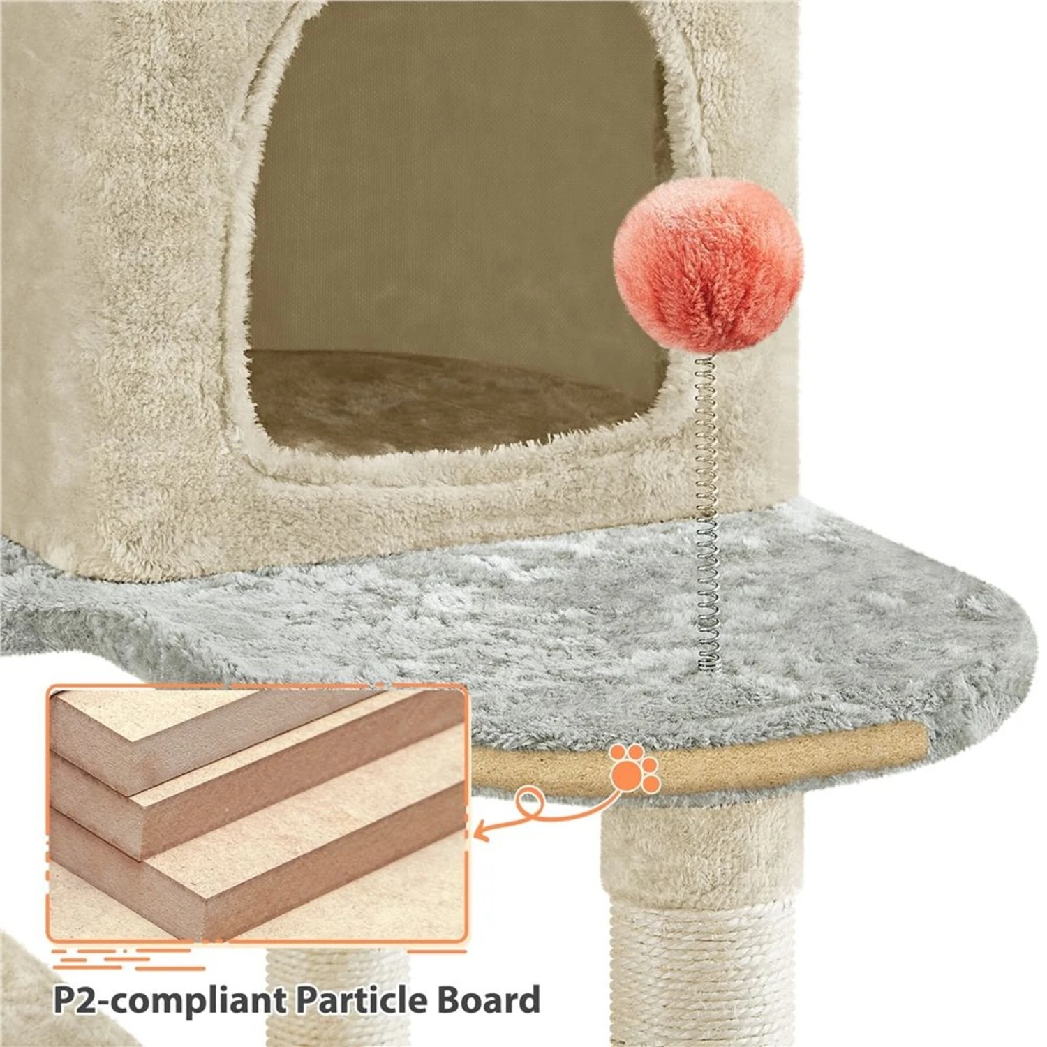 Yaheetech Paw-Shaped Play 57.5-in Cat Tower - Image 7