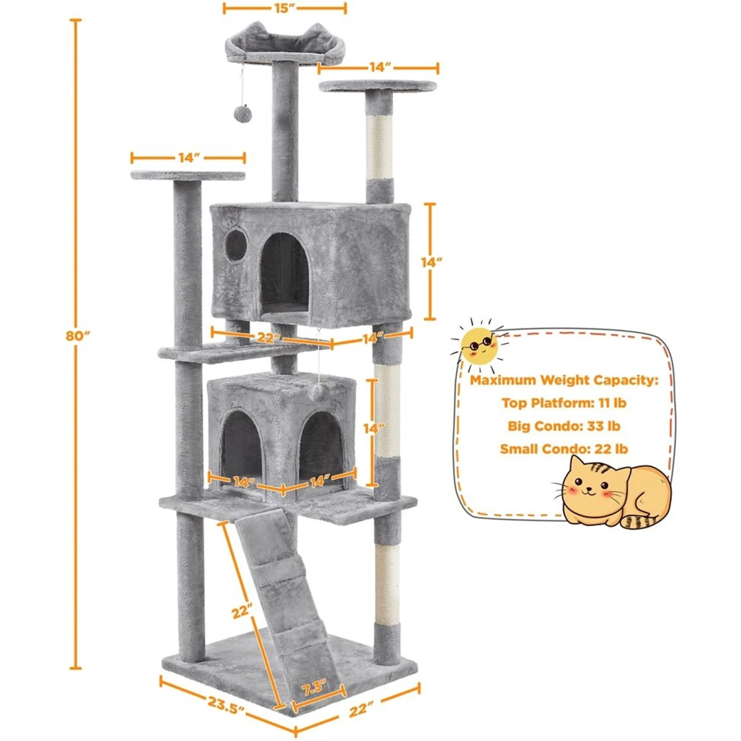 Yaheetech 80-in Cat Tree & Condo - Image 3