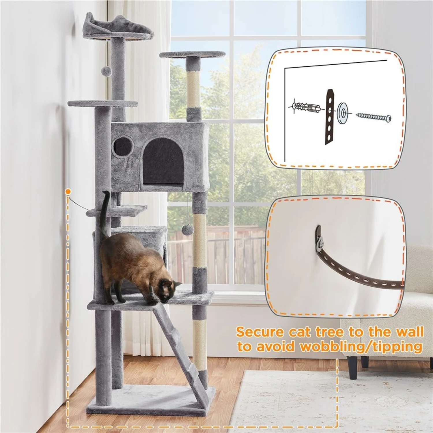 Yaheetech 80-in Cat Tree & Condo - Image 7