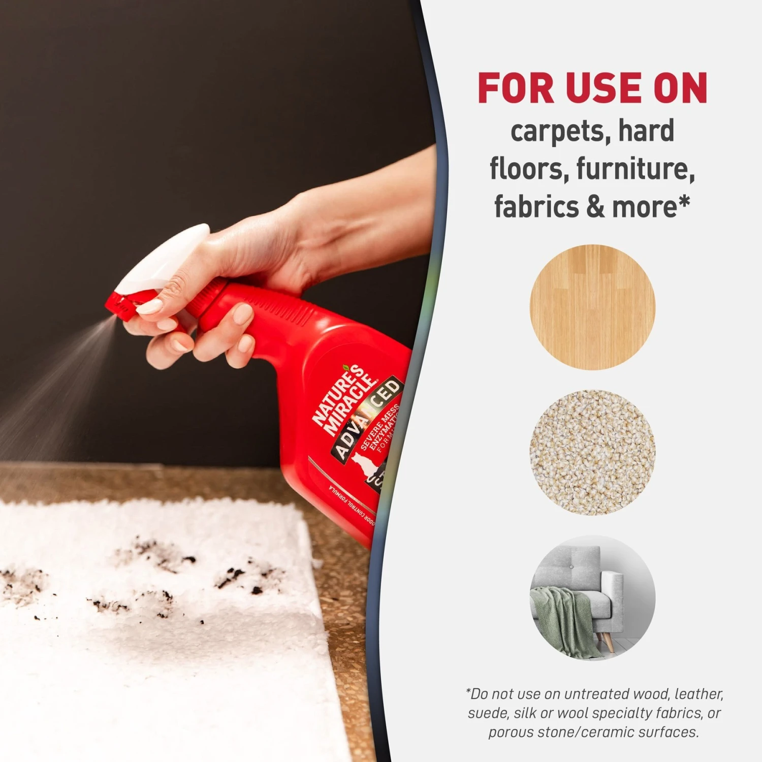 Nature's Miracle Advanced Cat Enzymatic Stain Remover & Odor Eliminator Spray, 32-oz Bottle - Image 6