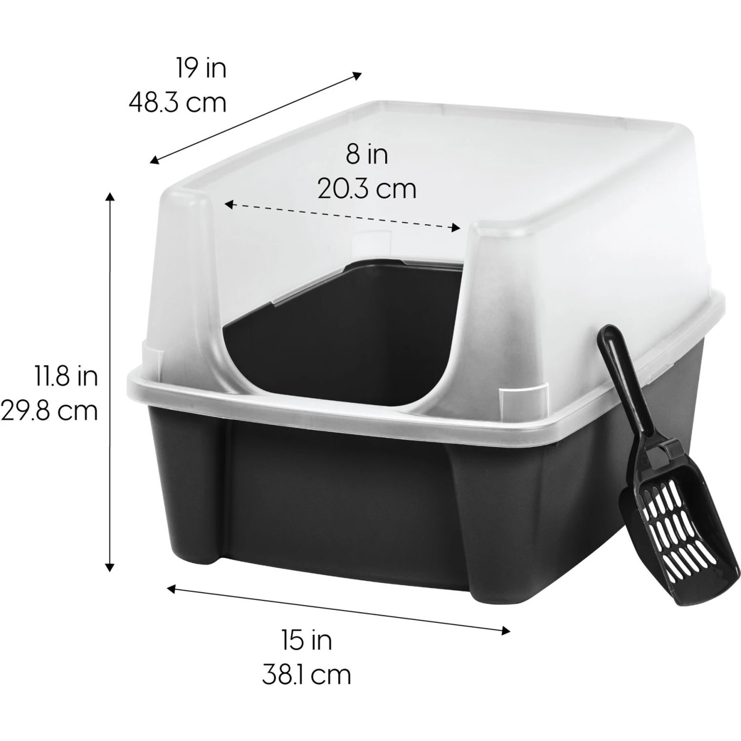 IRIS USA Open Top Litter Box With Scatter Shield & Scoop - Image 2