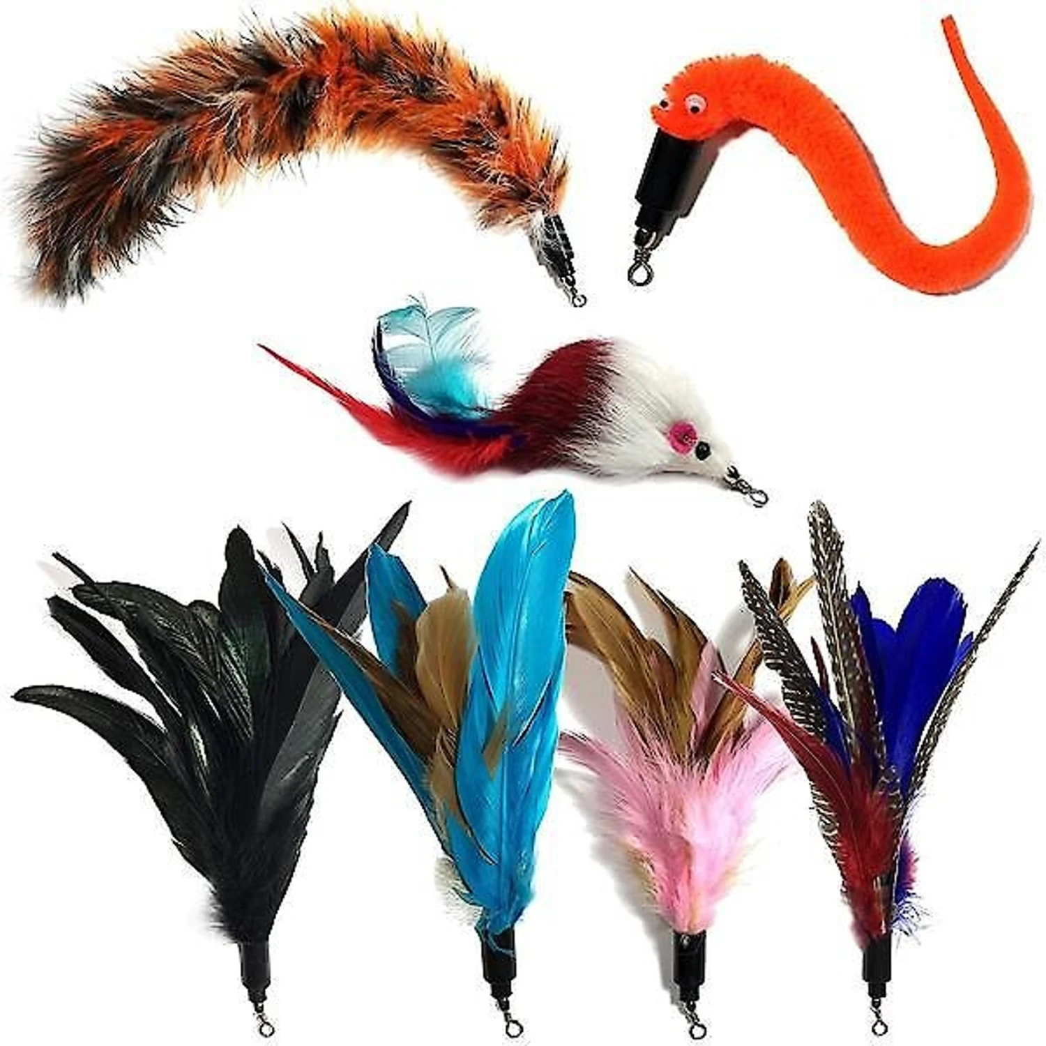 Pet Fit For Life 7 Piece Replacement Feather Pack For Wand Cat Toy