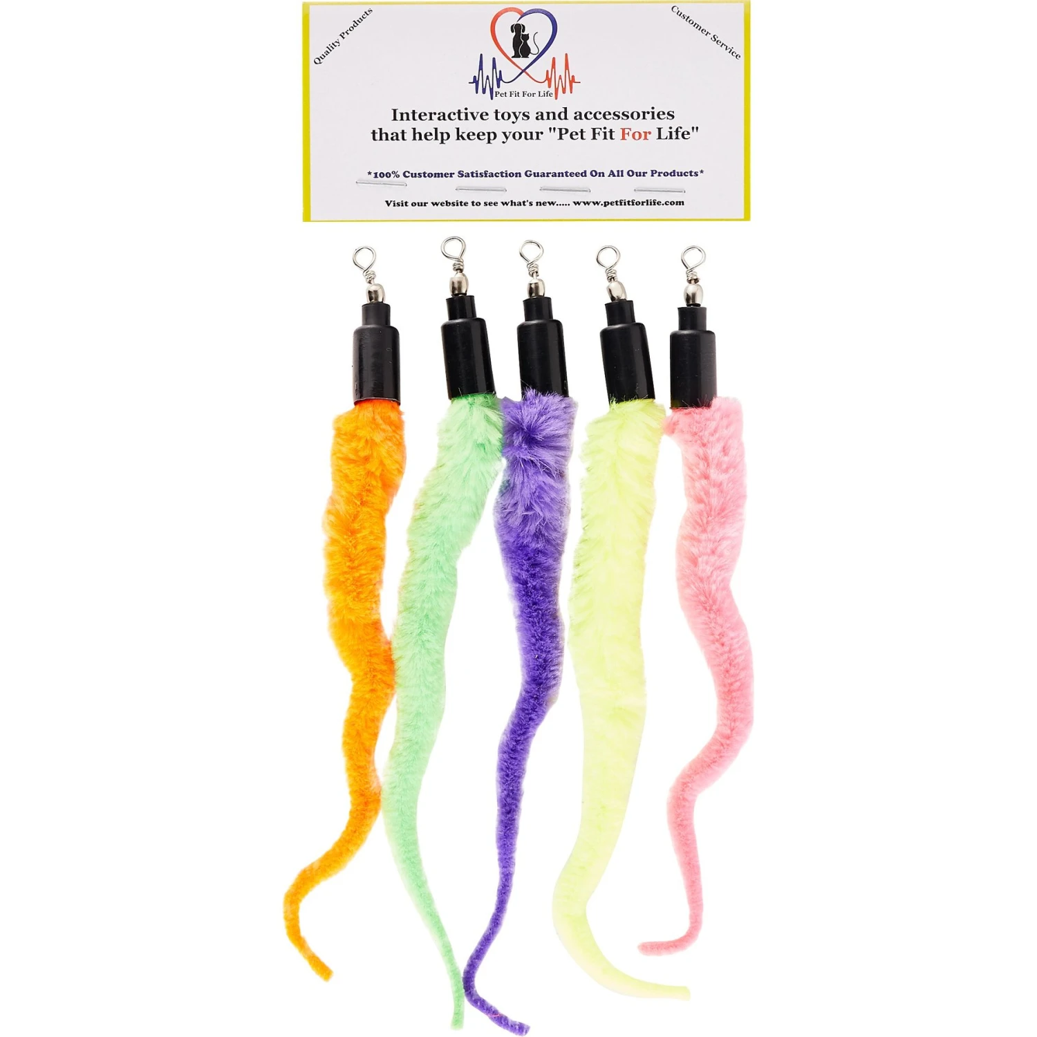 Pet Fit For Life 5 Piece Squiggly Worm Replacement Pack For Wand Cat Toy - Image 6