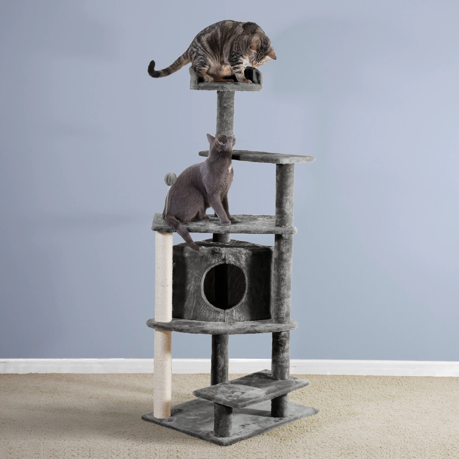 Tiger Tough Platform House Playground 59.8-in Faux Fur Cat Tree & Condo