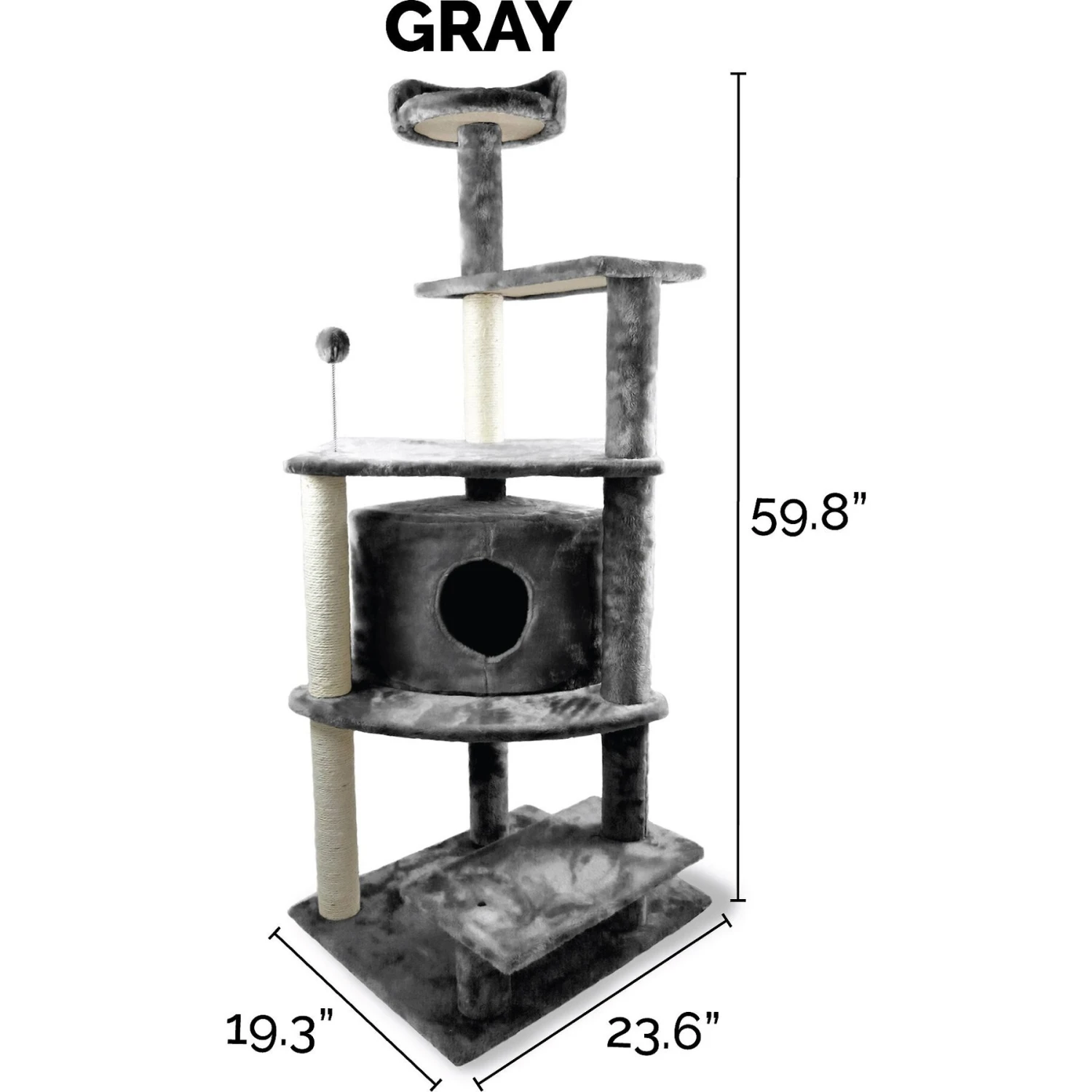 Tiger Tough Platform House Playground 59.8-in Faux Fur Cat Tree & Condo - Image 2