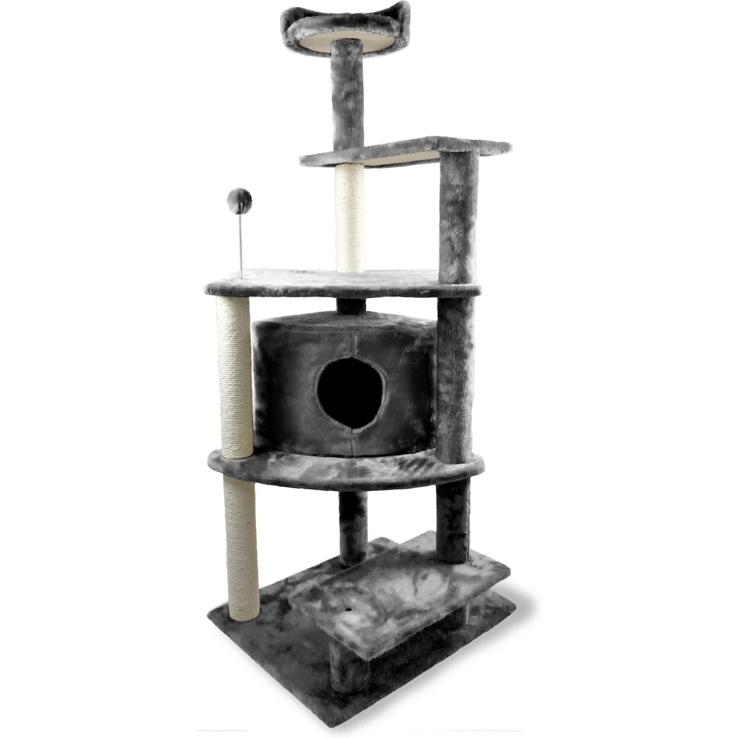 Tiger Tough Platform House Playground 59.8-in Faux Fur Cat Tree & Condo - Image 3