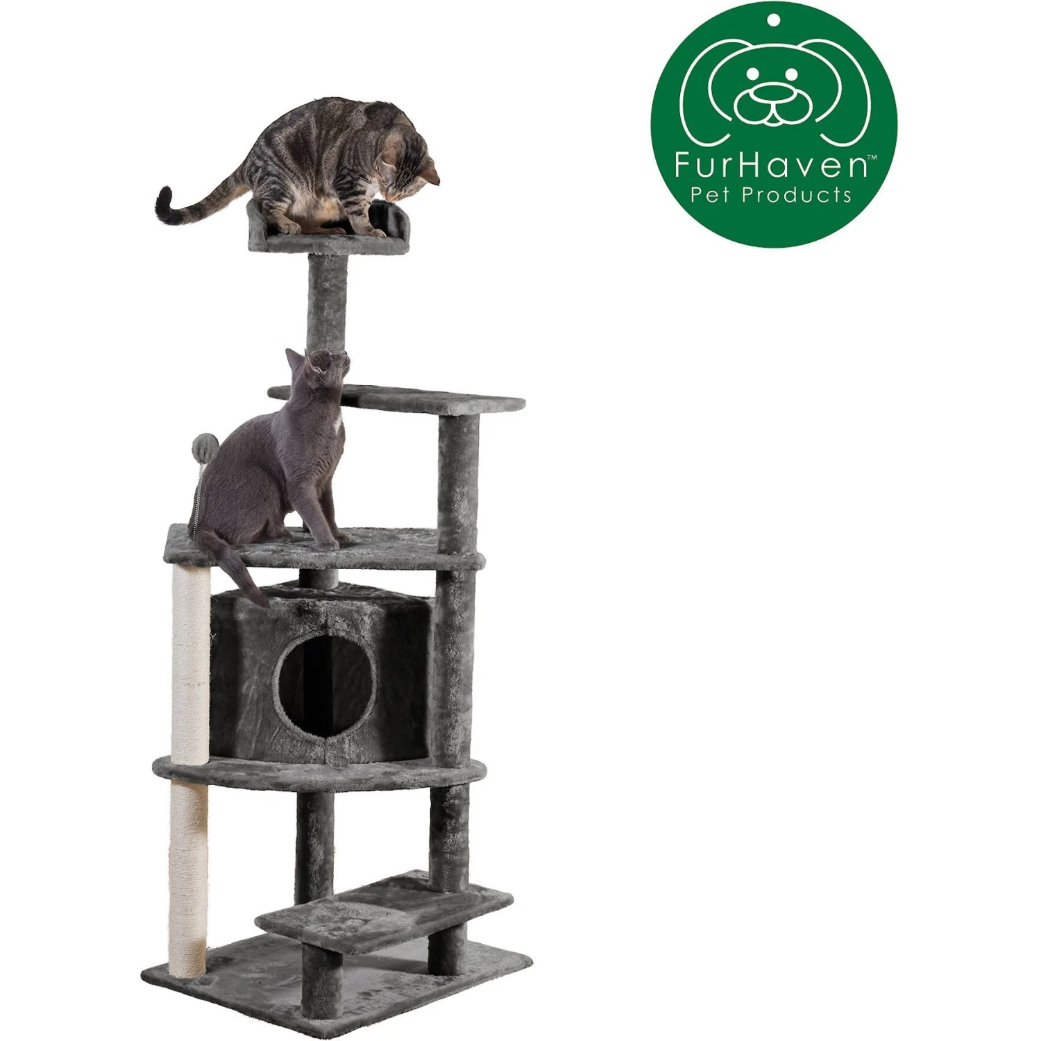 Tiger Tough Platform House Playground 59.8-in Faux Fur Cat Tree & Condo - Image 4