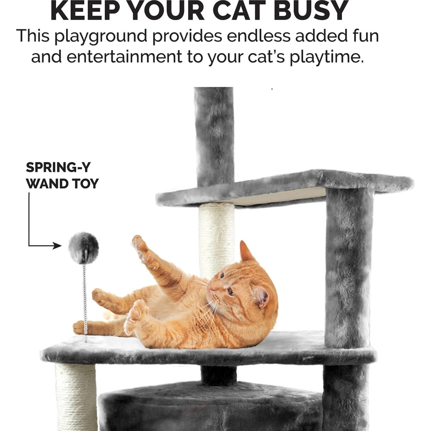 Tiger Tough Platform House Playground 59.8-in Faux Fur Cat Tree & Condo - Image 5