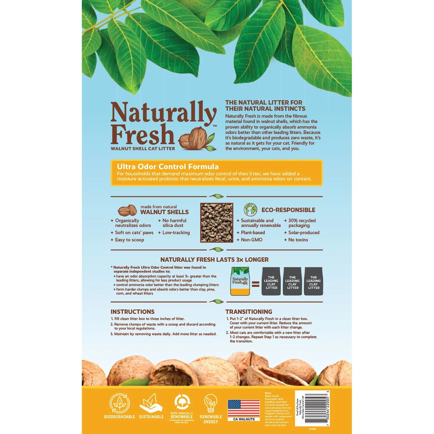 Naturally Fresh Multi-Cat Fresh Unscented Clumping Walnut Cat Litter - Image 2