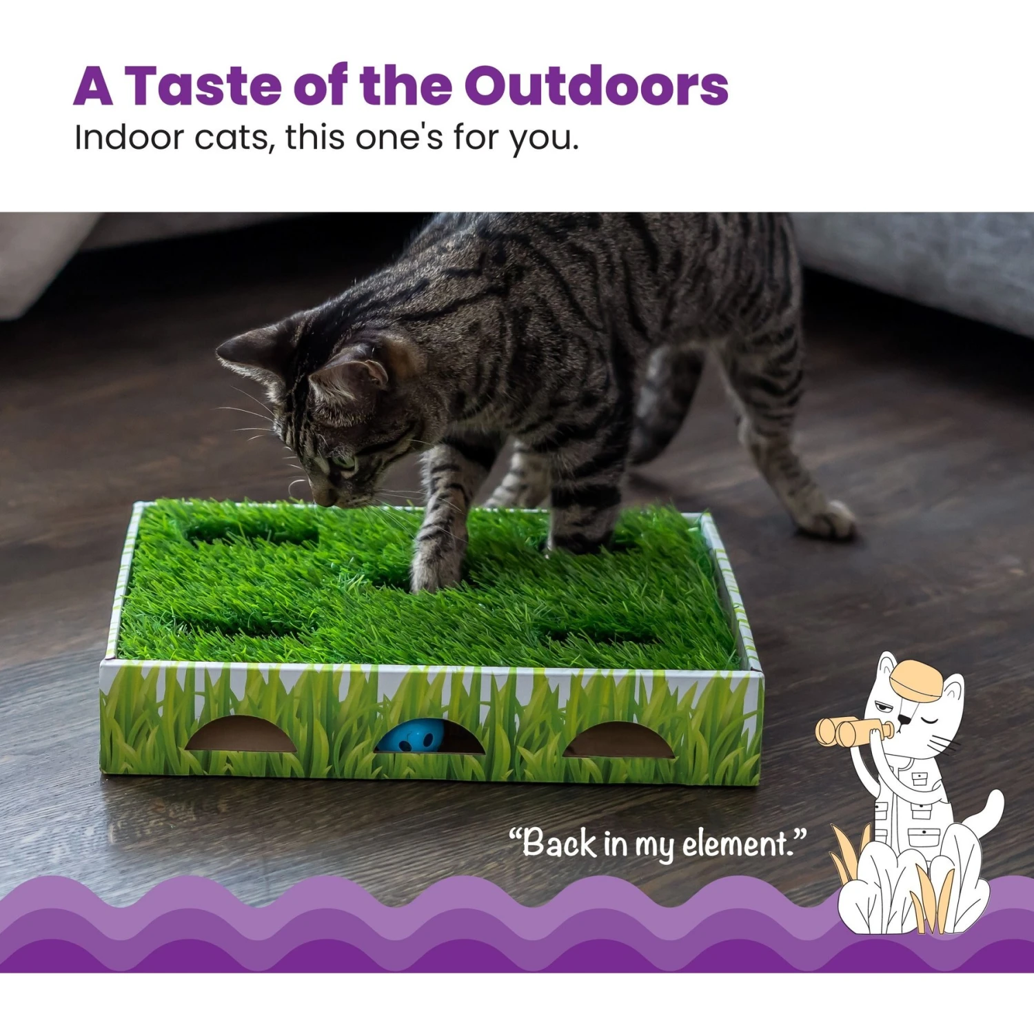 Catstages Grass Patch Hunting Box Cat Scratcher Toy - Image 2