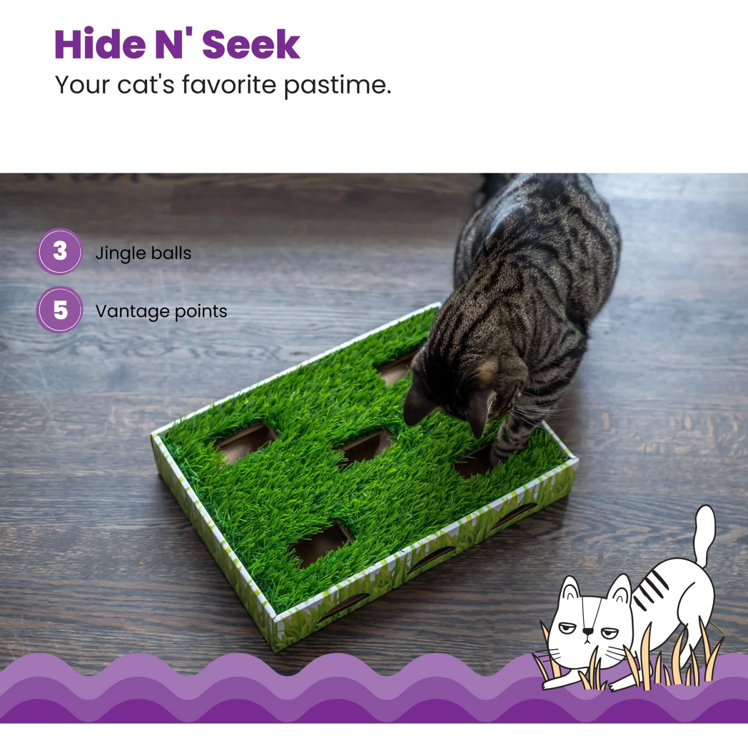 Catstages Grass Patch Hunting Box Cat Scratcher Toy - Image 4