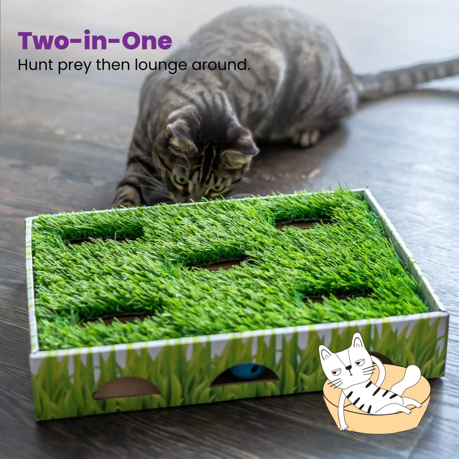 Catstages Grass Patch Hunting Box Cat Scratcher Toy - Image 6
