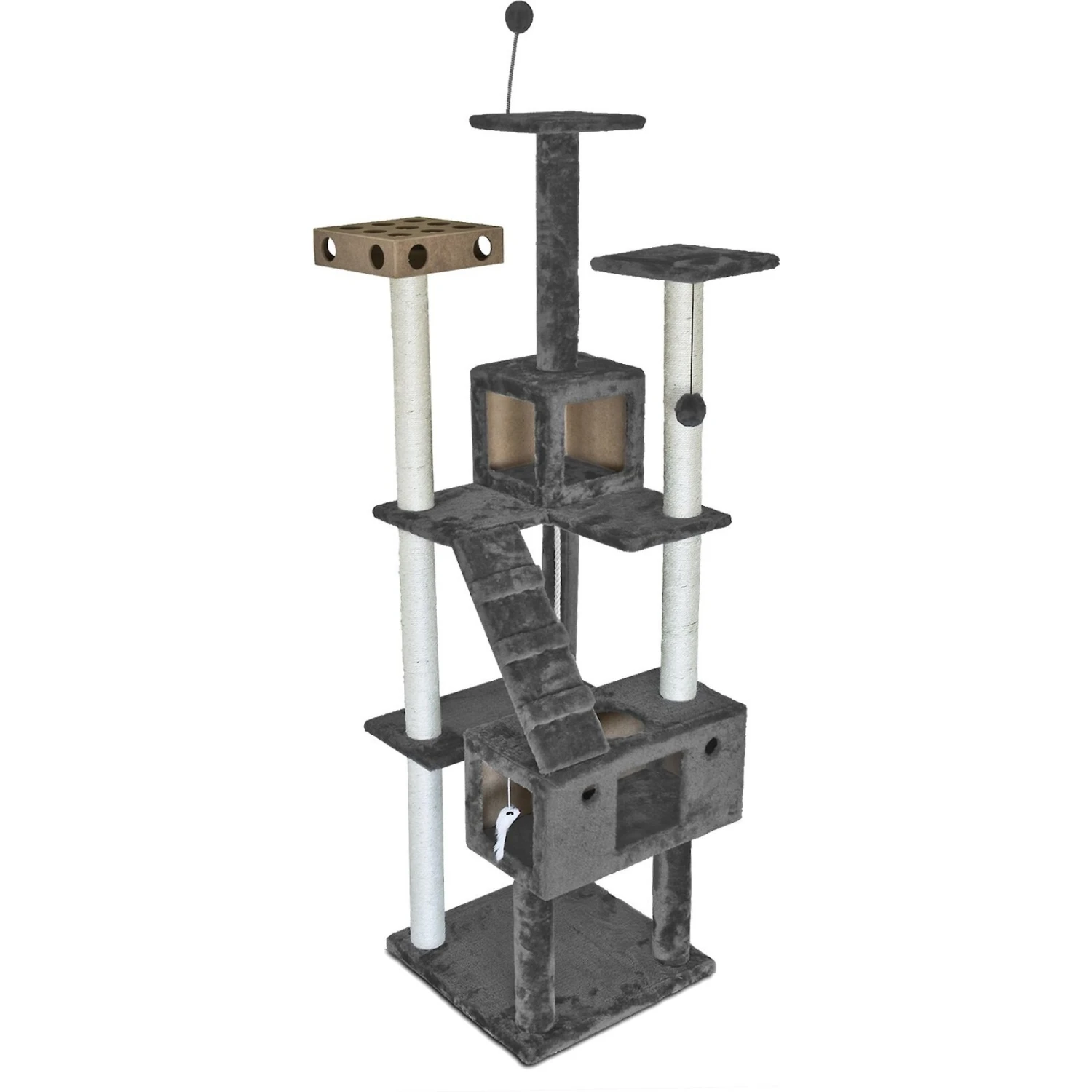 Tiger Tough Double Decker Playground 69.3-in Faux Fur Cat Tree & Condo - Image 3