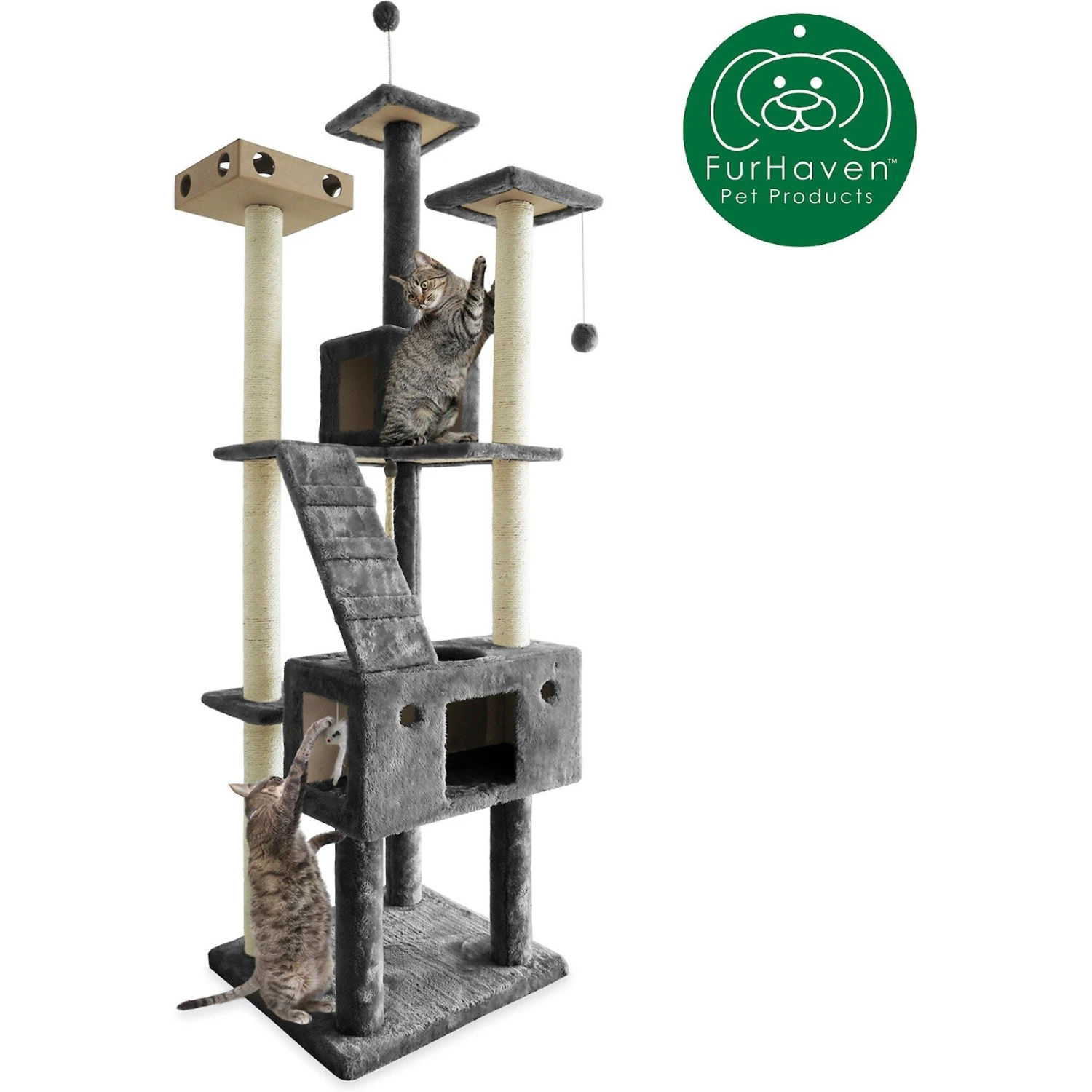 Tiger Tough Double Decker Playground 69.3-in Faux Fur Cat Tree & Condo - Image 4