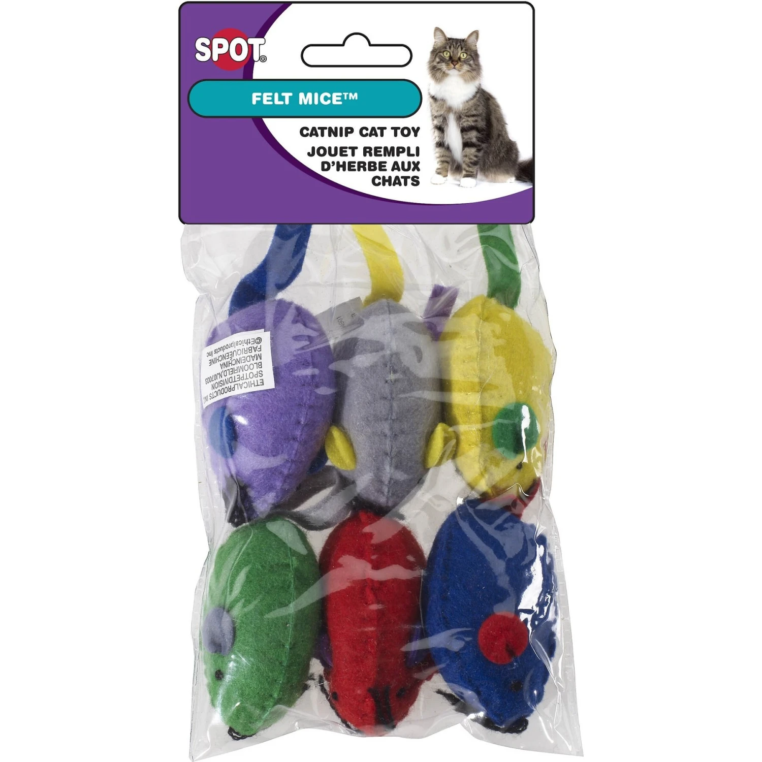 Ethical Pet Felt Mice Plush Cat Toy With Catnip, 6-pack - Image 2
