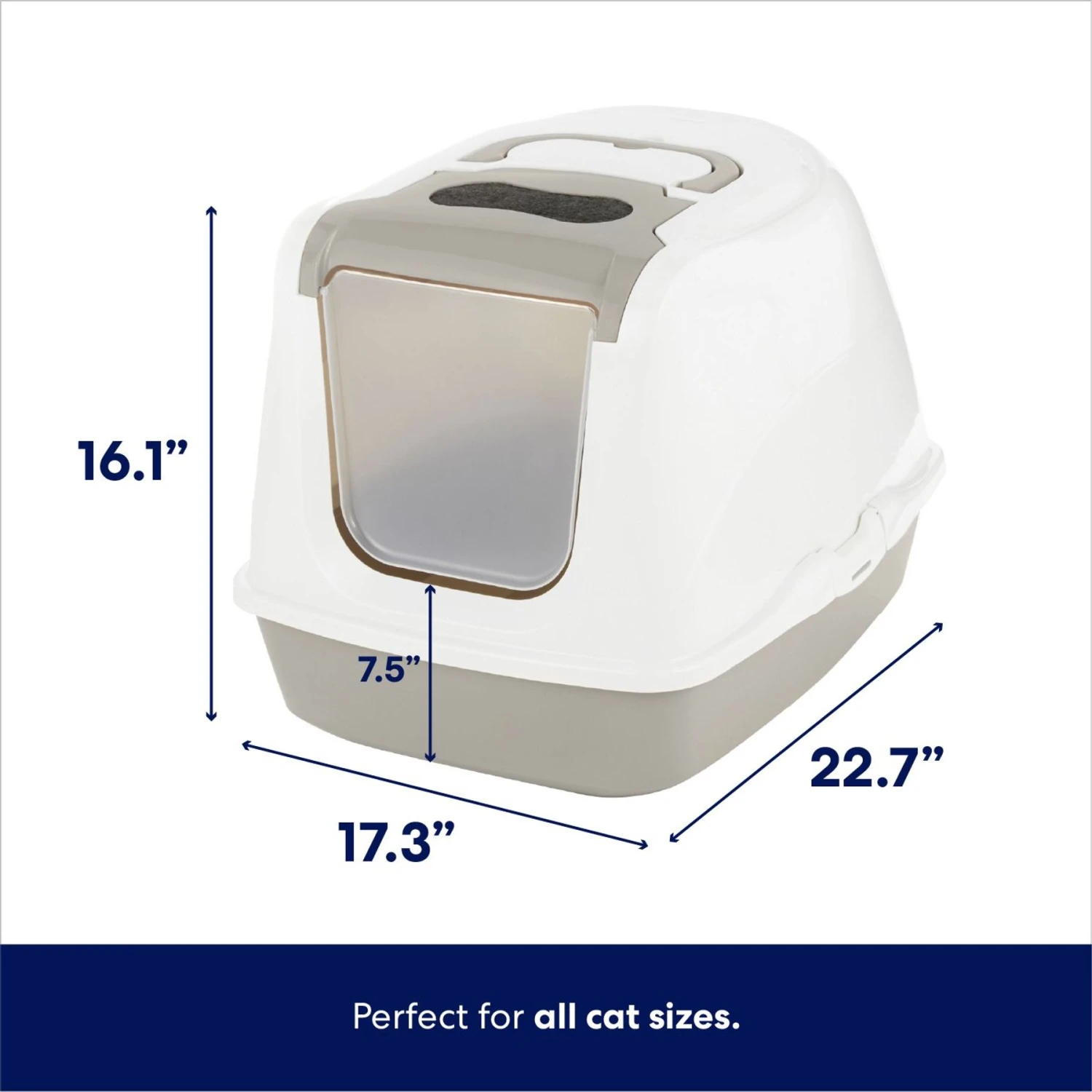 Frisco Flip Top Hooded Cat Litter Box, Gray, Large, 22-in - Image 2