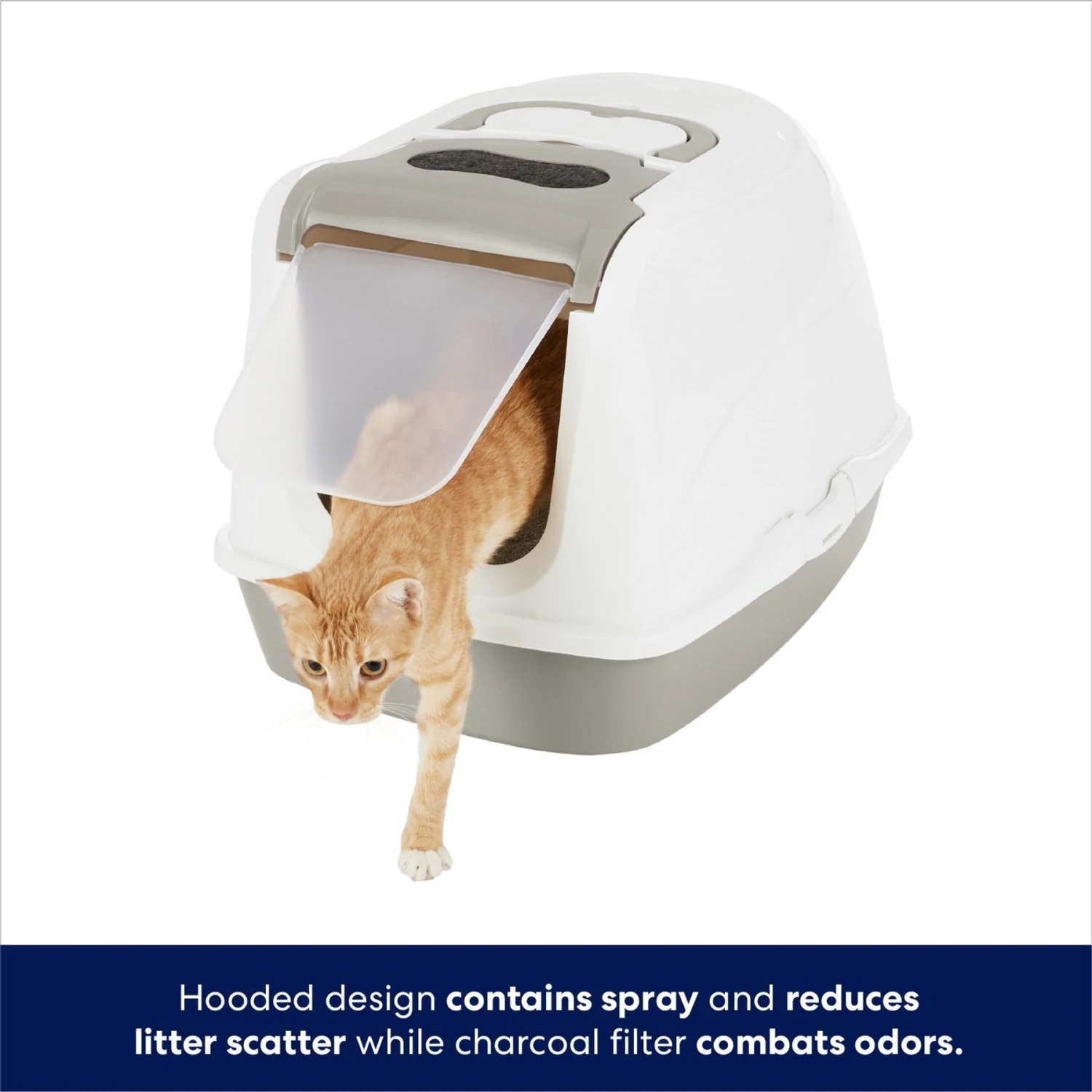 Frisco Flip Top Hooded Cat Litter Box, Gray, Large, 22-in - Image 3