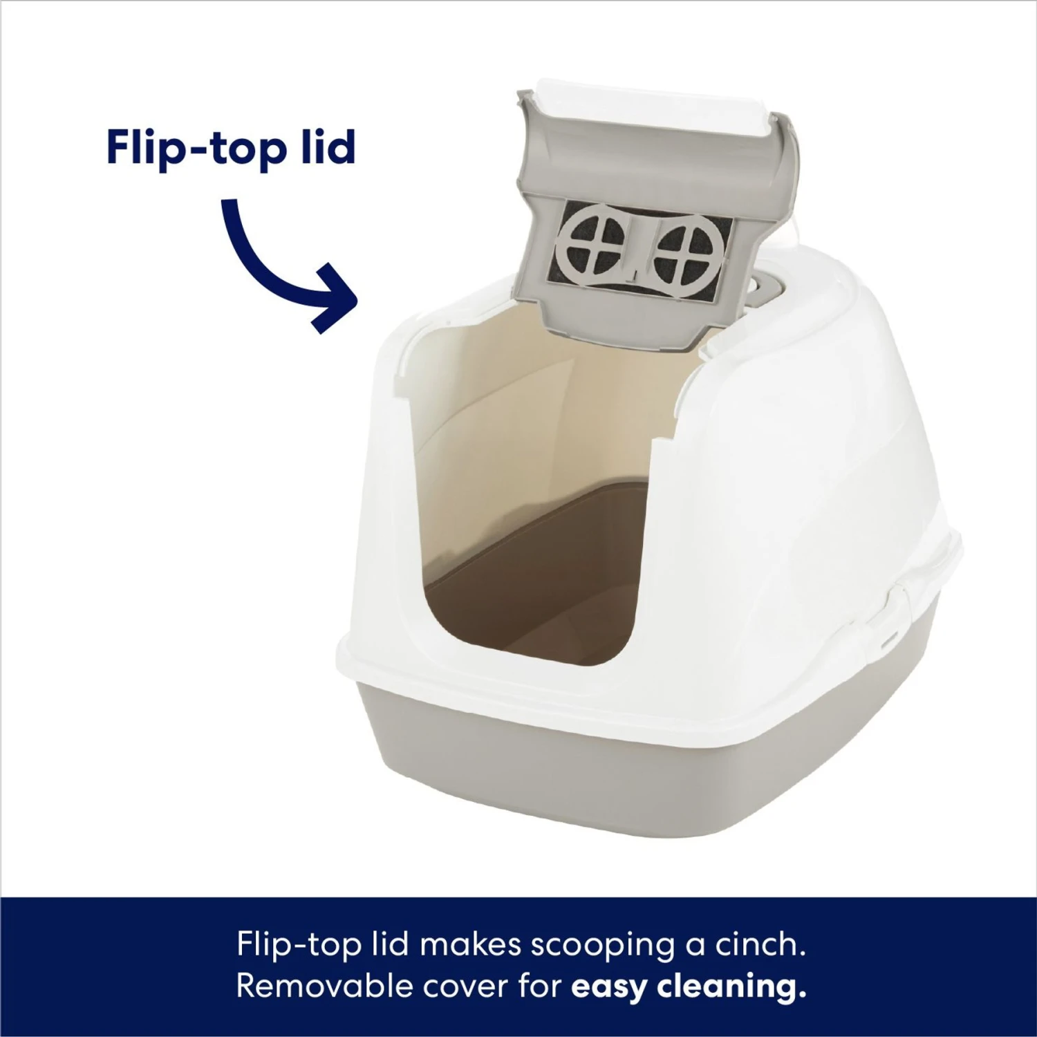 Frisco Flip Top Hooded Cat Litter Box, Gray, Large, 22-in - Image 4
