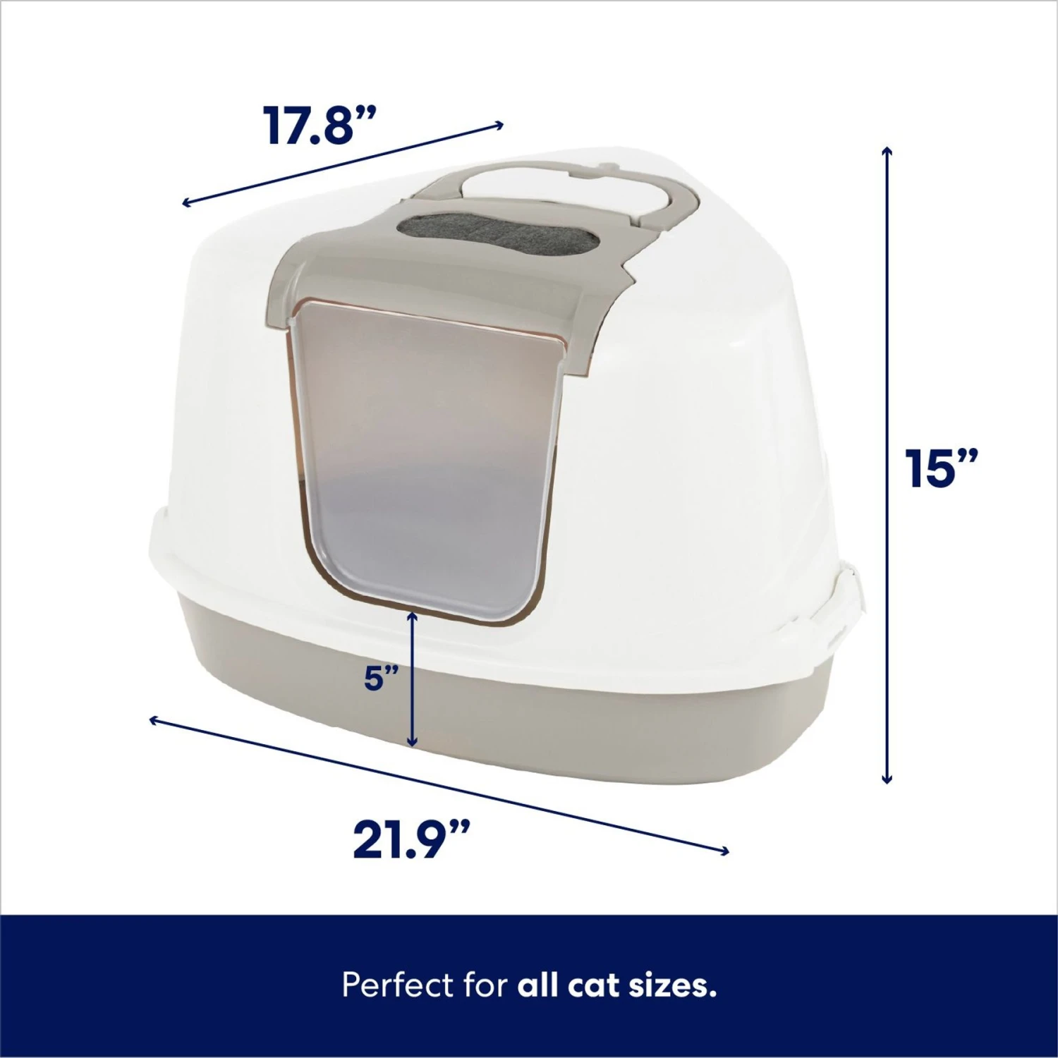 Frisco Flip Top Hooded Corner Cat Litter Box, Large, 21-in - Image 2
