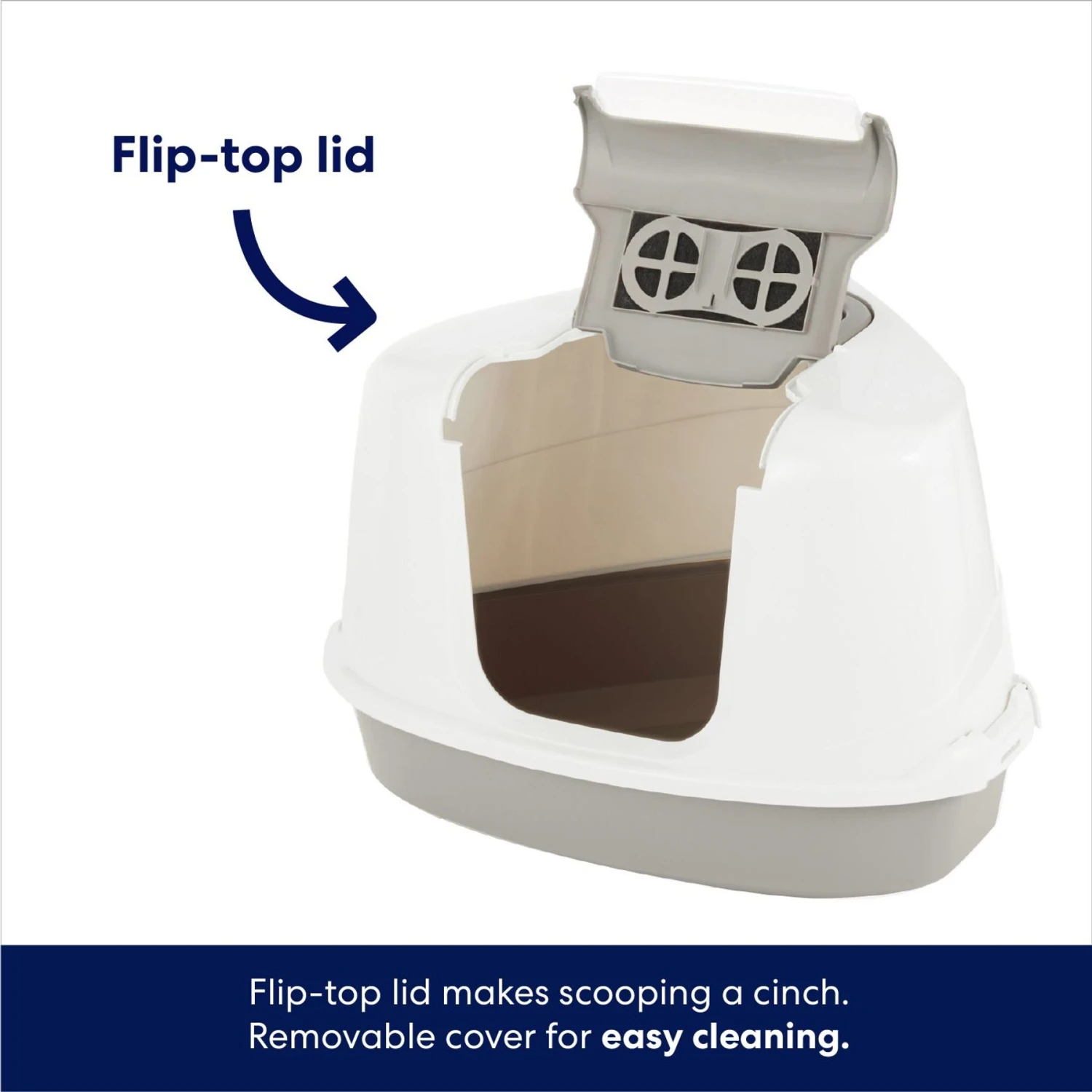 Frisco Flip Top Hooded Corner Cat Litter Box, Large, 21-in - Image 3