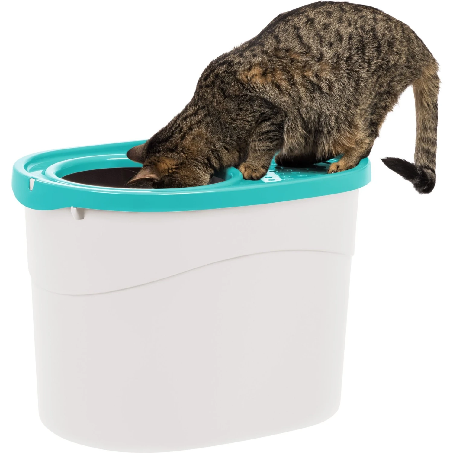 IRIS USA Large Round Top Entry Cat Litter Box & Scoop