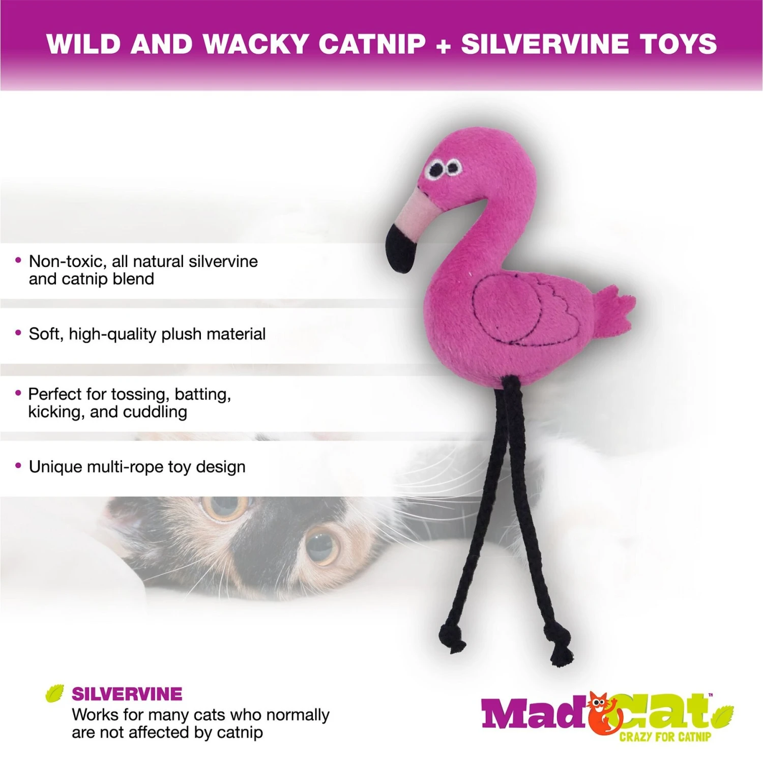 Mad Cat Flingin' Flamingo Catnip & Silvervine Cat Toy - Image 5