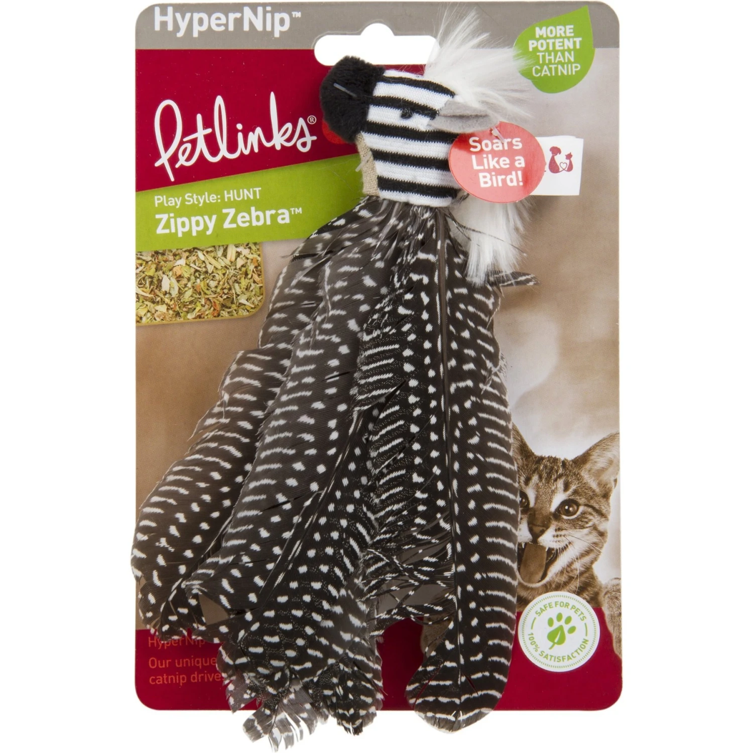 Petlinks HappyNip Safari Zippy Zebra Feathered Cat Toy With Catnip - Image 9