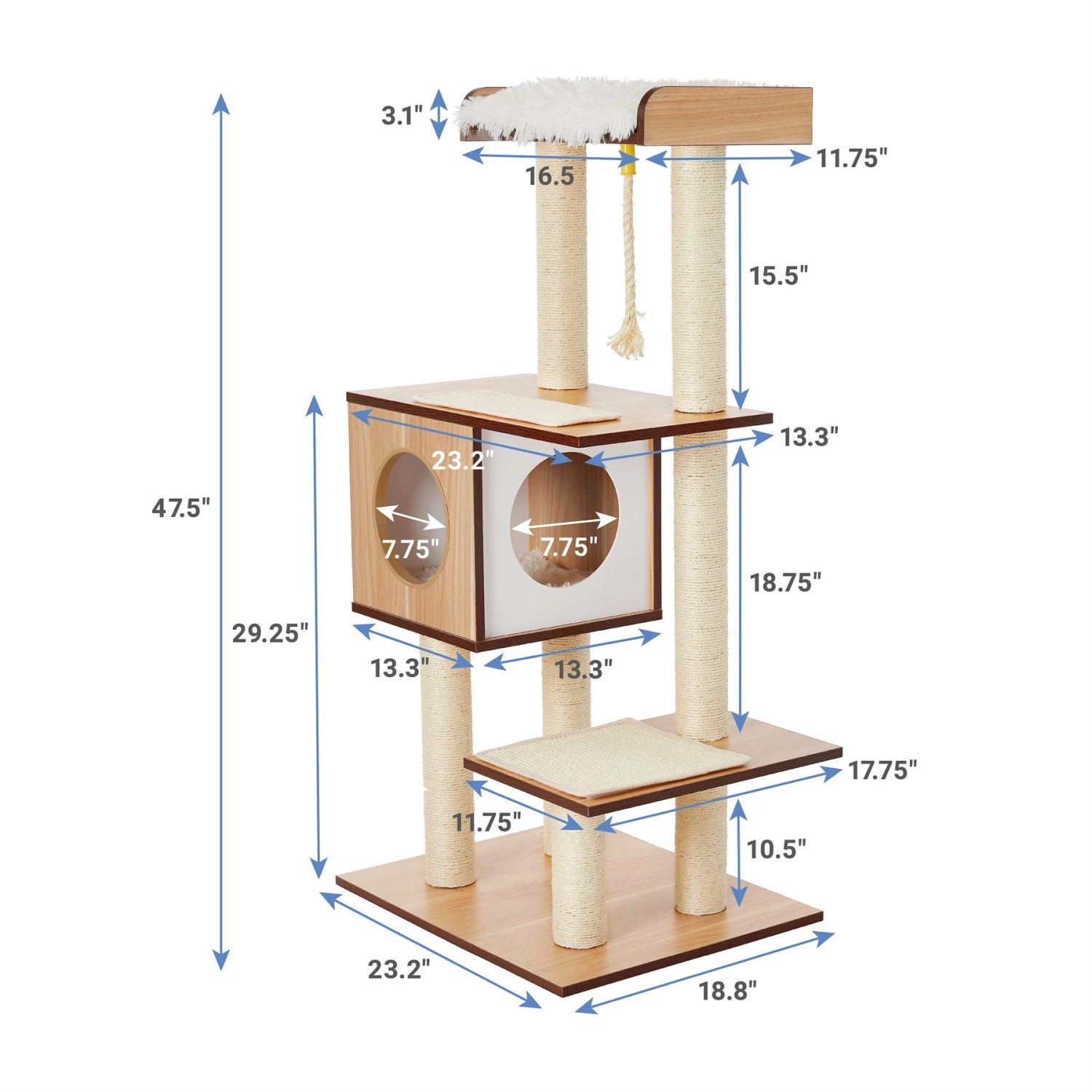 Frisco 47.5-in Modern Cat Tree & Condo - Image 2