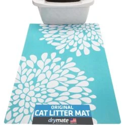 Drymate Protecitve & Decorative Cat Litter Mat, Rejuvenation Blue, Large, 20-in X 28-in