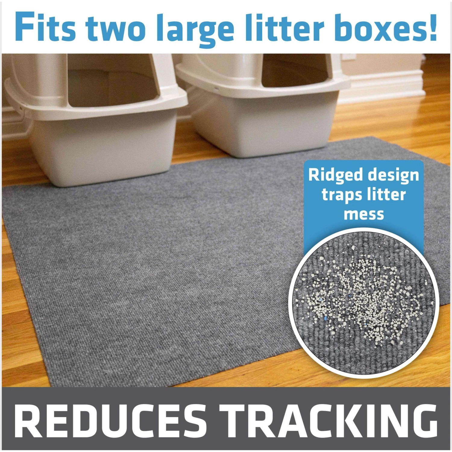 Drymate Jumbo Ridged Cat Litter Trapping Mat, Grey, 36-in X 47-in - Image 2