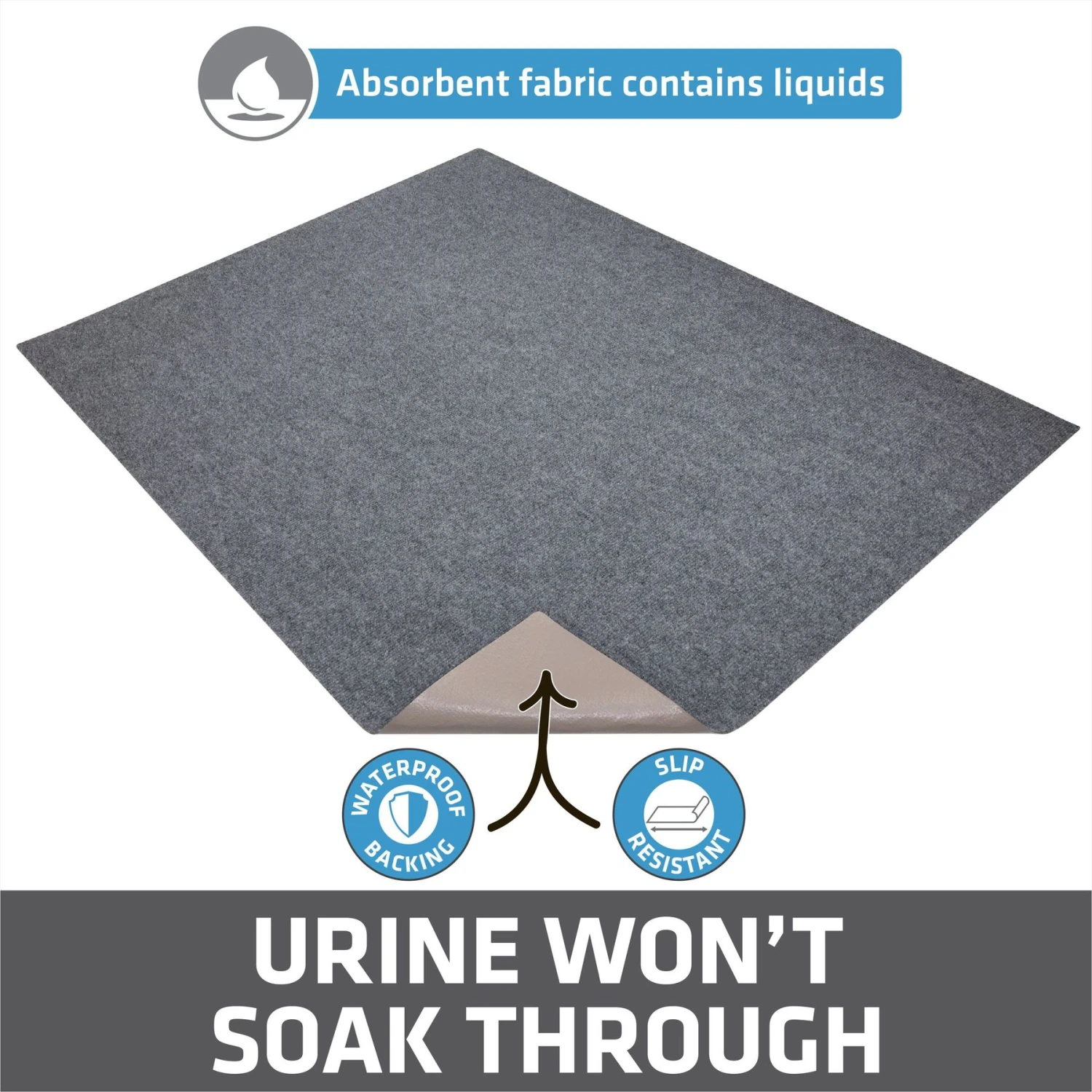 Drymate Jumbo Ridged Cat Litter Trapping Mat, Grey, 36-in X 47-in - Image 3