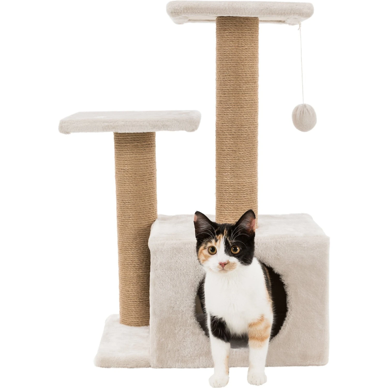 TRIXIE Valencia 28-in Plush Cat Tree & Scratching Post With Condo & Cat Toy - Image 2