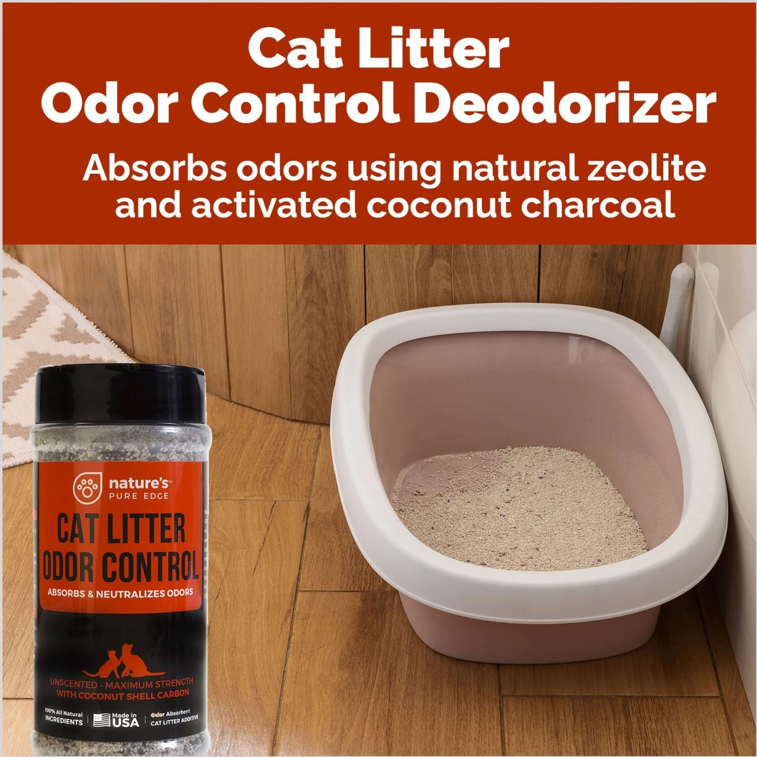 Nature's Pure Edge Cat Litter Odor Control Deodorizer, 1-lb Bottle - Image 3