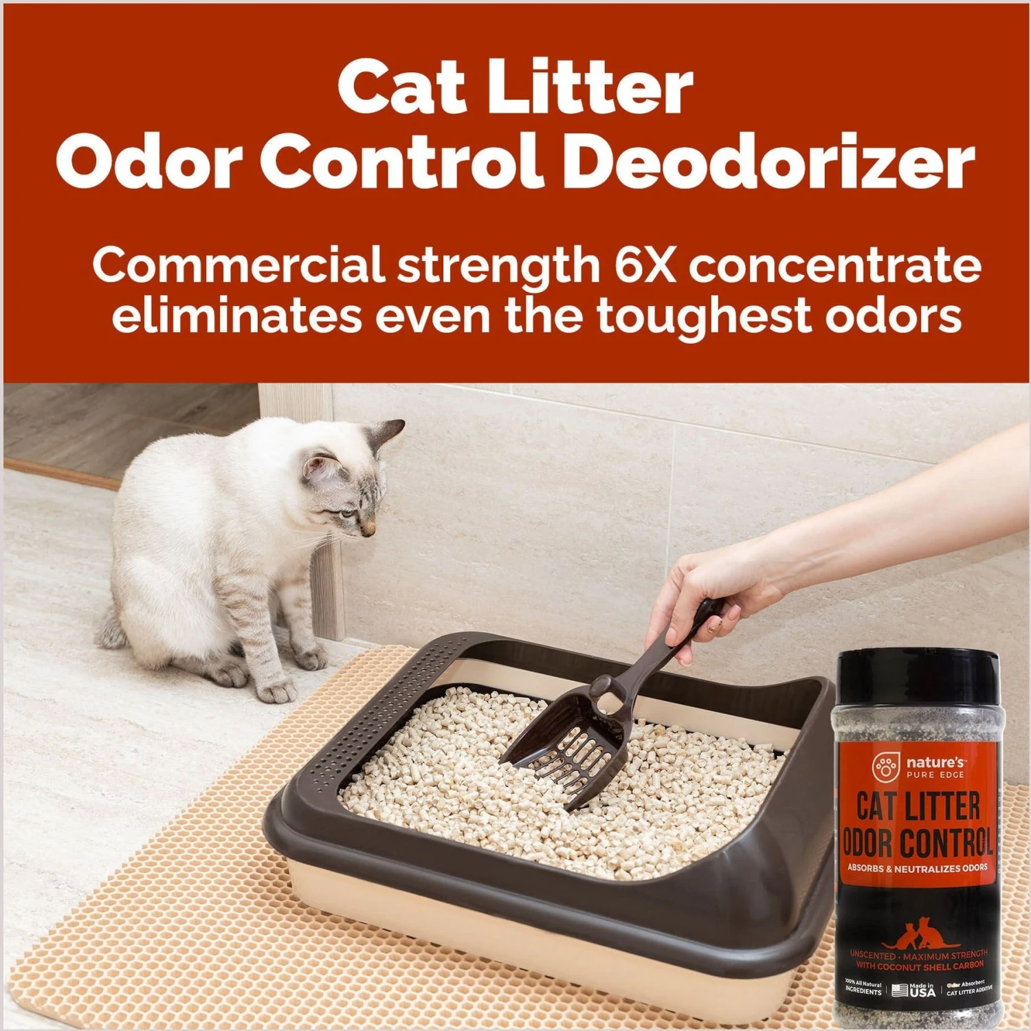 Nature's Pure Edge Cat Litter Odor Control Deodorizer, 1-lb Bottle - Image 4