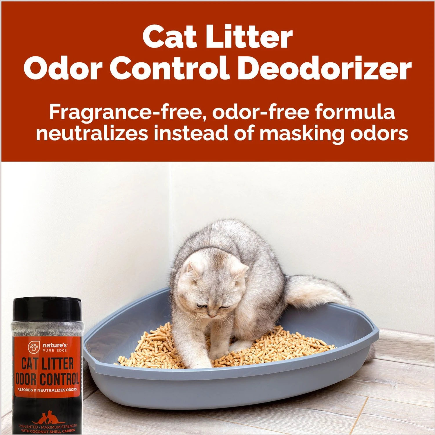 Nature's Pure Edge Cat Litter Odor Control Deodorizer, 1-lb Bottle - Image 5