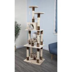 Go Pet Club 74-in IQ Busy Box Cat Tree Condo, Beige