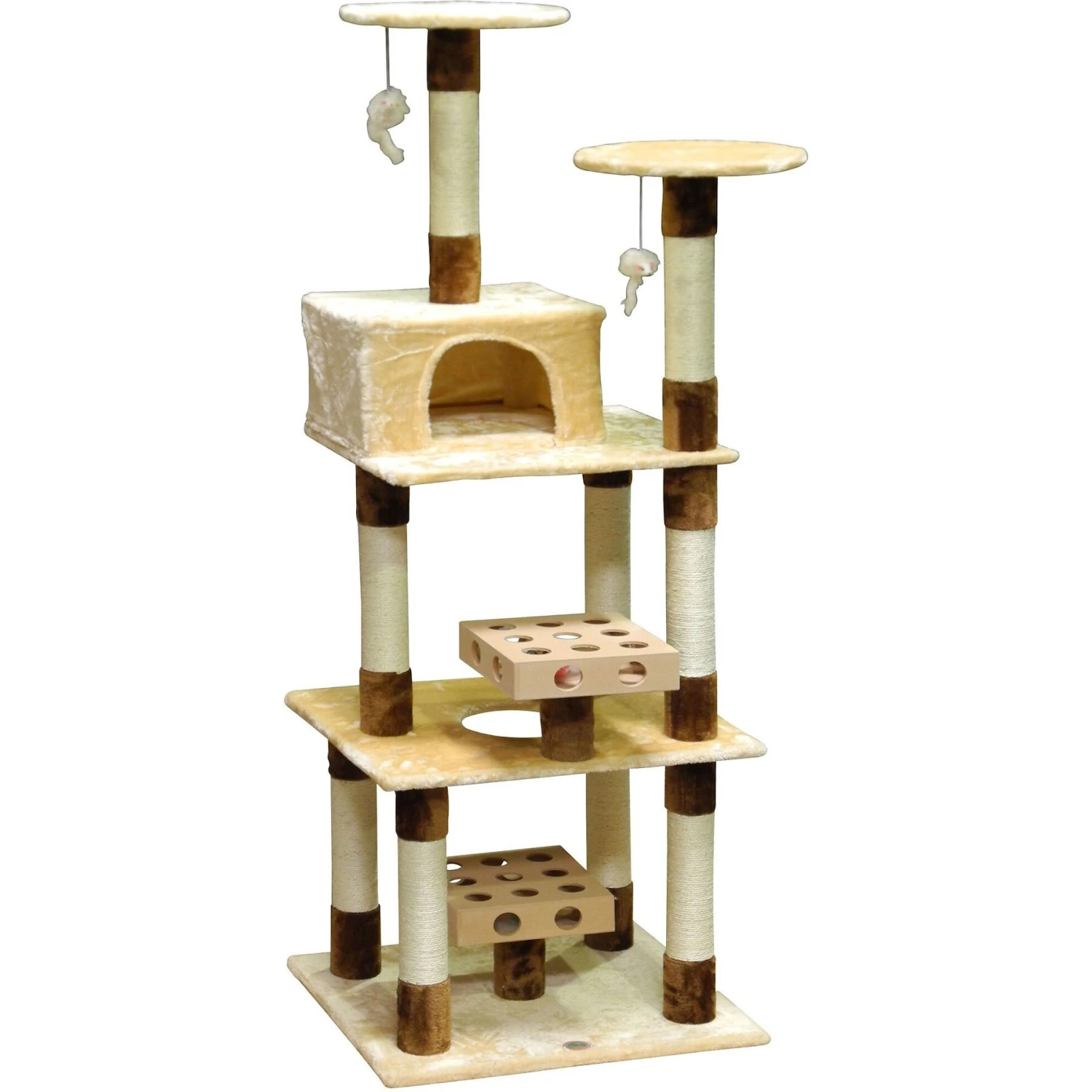 Go Pet Club 74-in IQ Busy Box Cat Tree Condo, Beige - Image 3