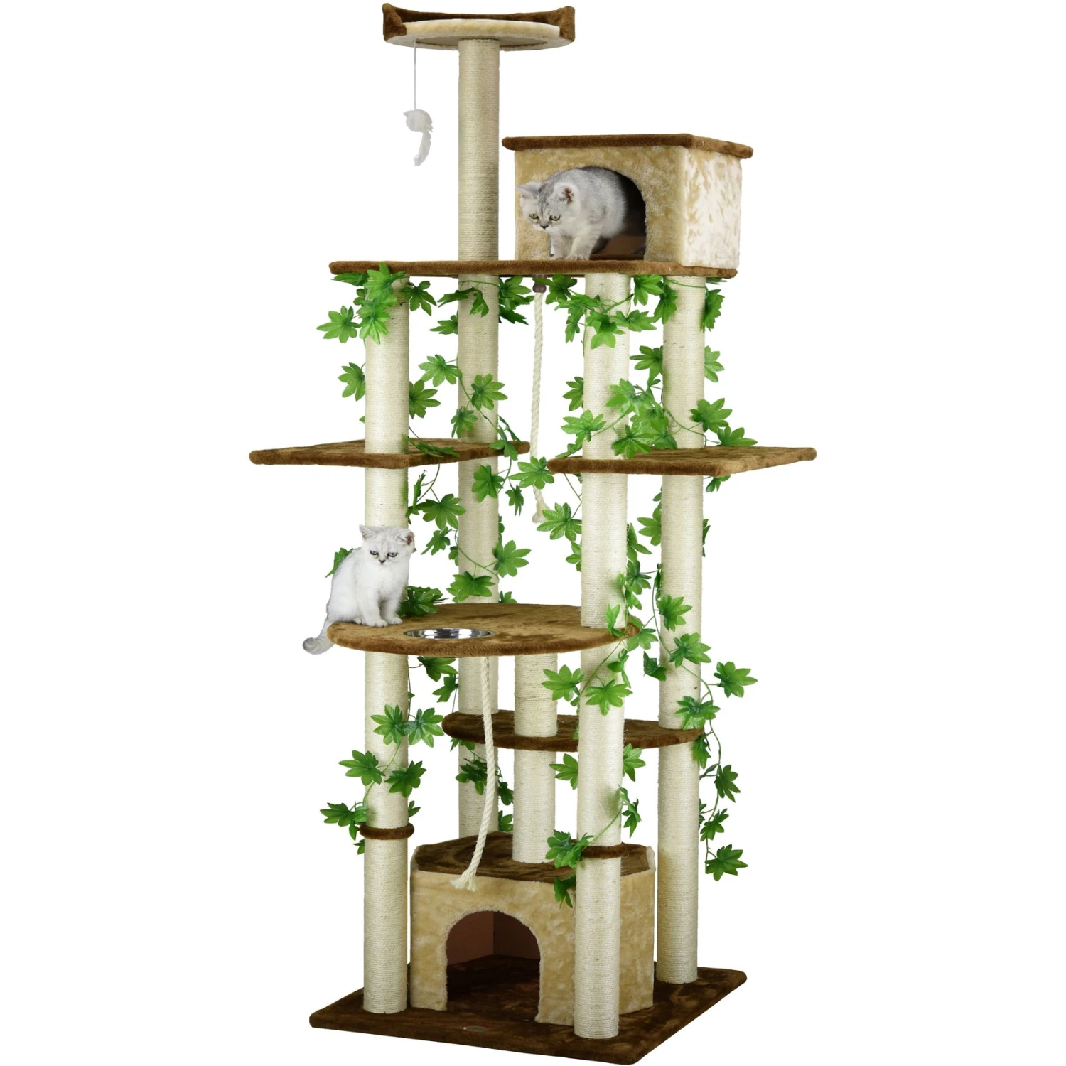 Go Pet Club 85-in Forest With Leaves Cat Tree, Beige/ Brown - Image 3