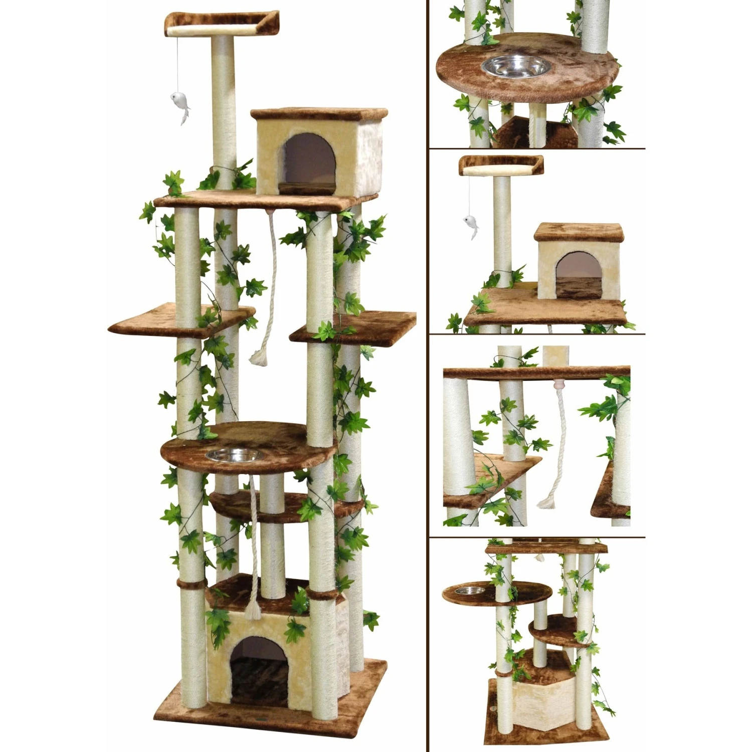 Go Pet Club 85-in Forest With Leaves Cat Tree, Beige/ Brown - Image 4