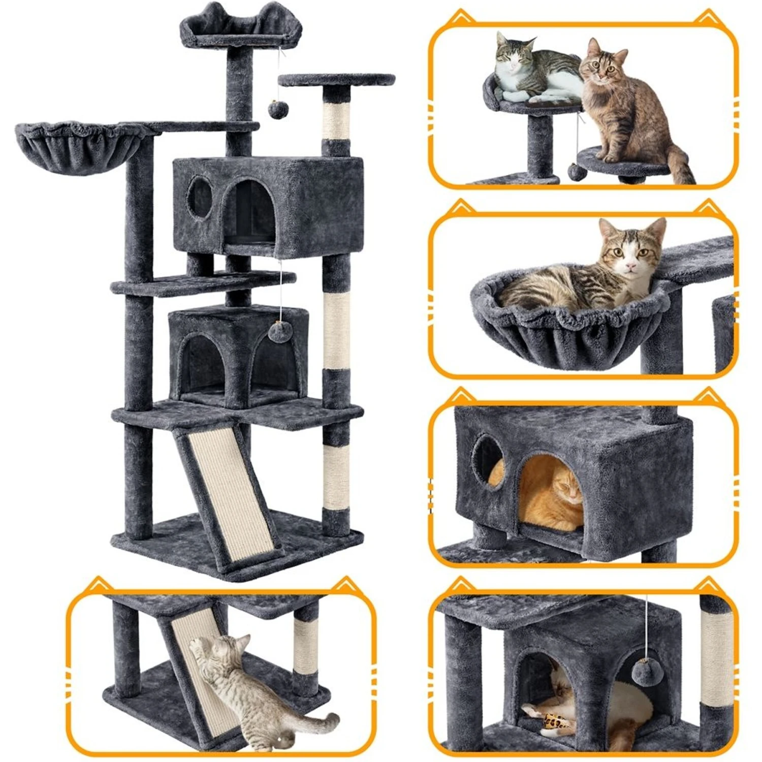 Yaheetech 57-in Plush Cat Tree & Condo - Image 4
