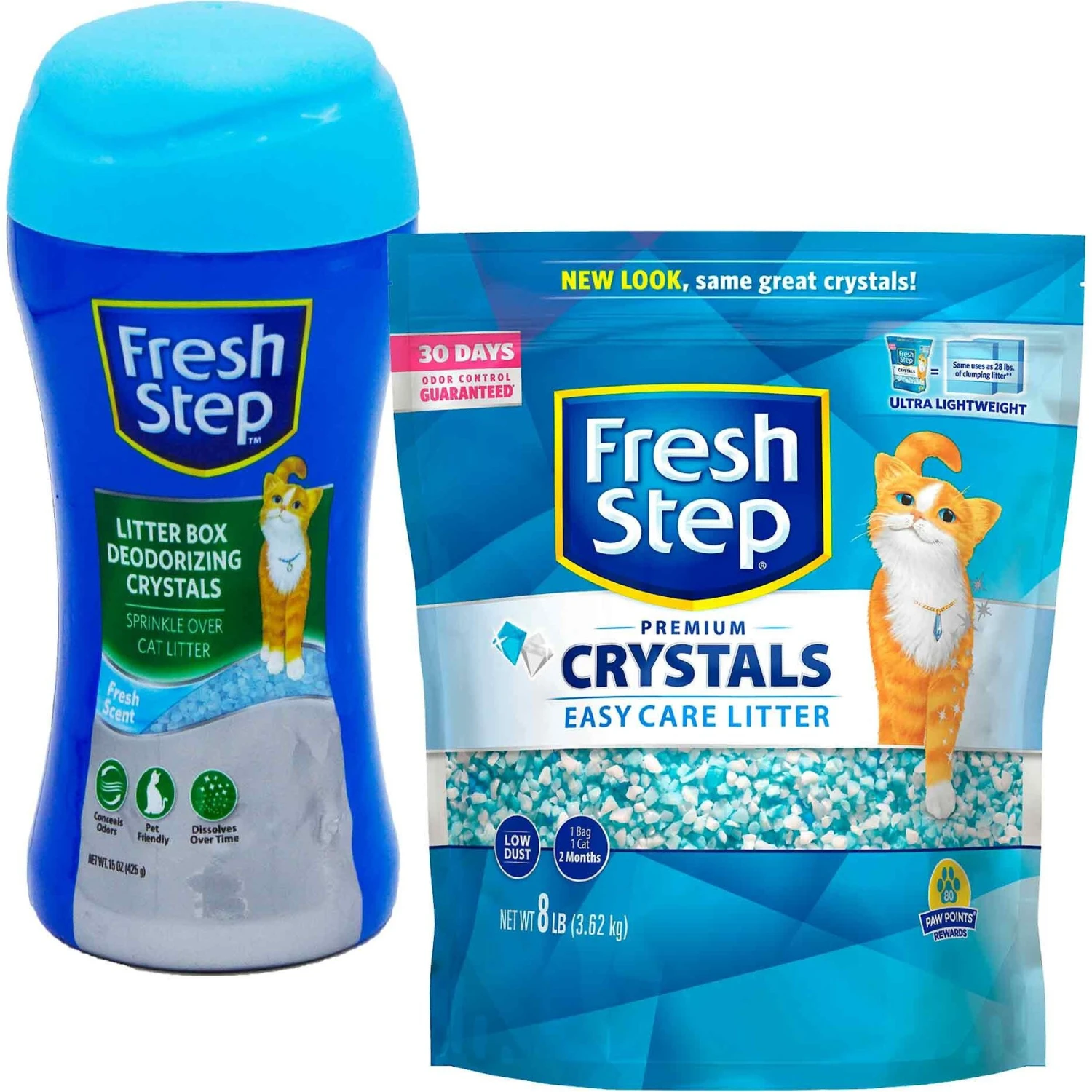 Fresh Step Products Fresh Scent Cat Litter Deodorizing Crystals & Fresh Step Fresh Scented Non-Clumping Crystal Cat Litter