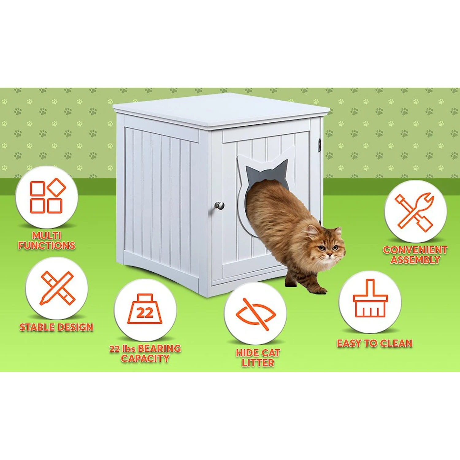 Sweet Barks Wooden Side Table Cat Litter Box Enclosure - Image 6