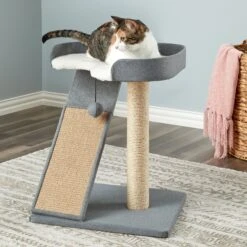 Two By Two The Bonzai Play 'N Perch 22.8-in Felt Cat Perch, Grey