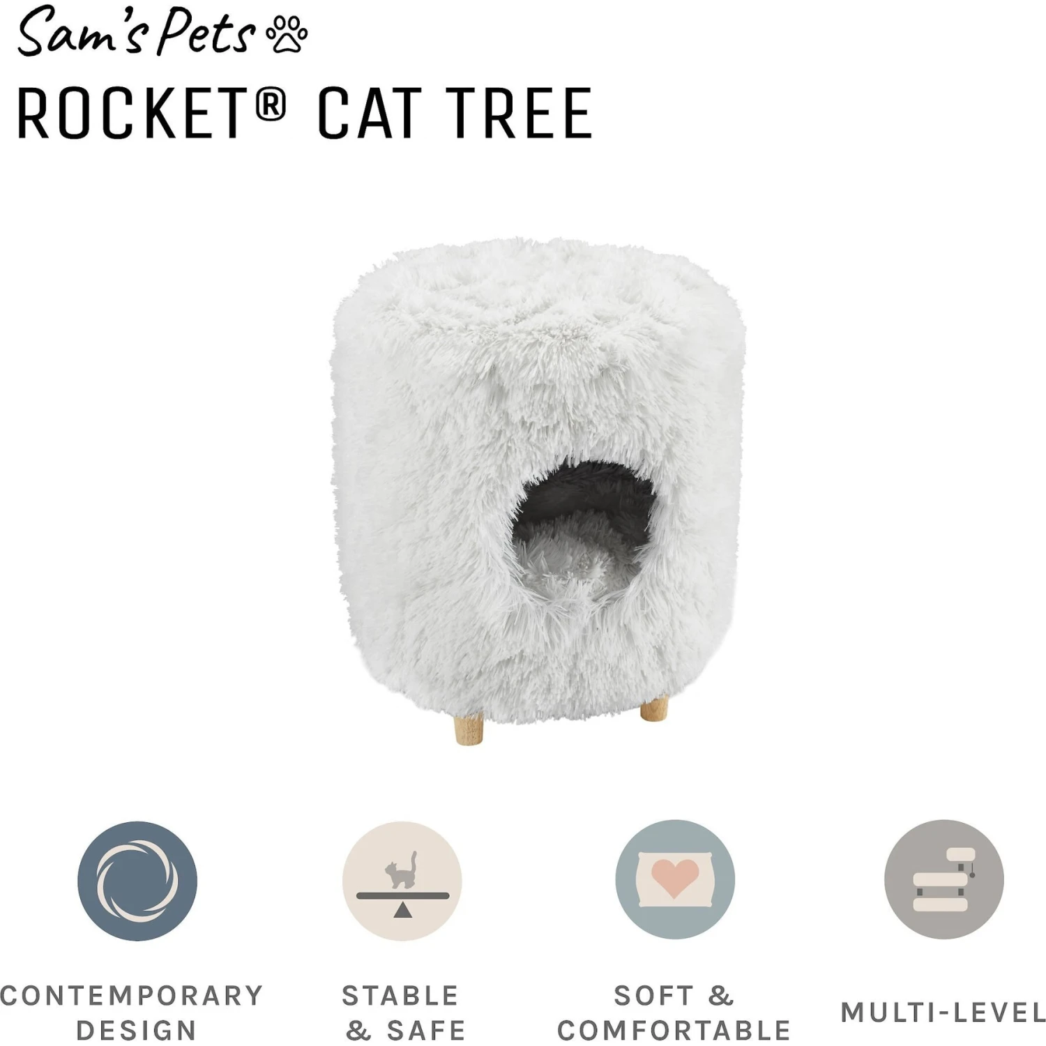 Sam's Pets Rocket 18-in Cat Tree Cylinder, White - Image 2