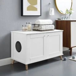 Sam's Pets Becky 24.5-in Cat Tree End Table & Litter Box Enclosure, White