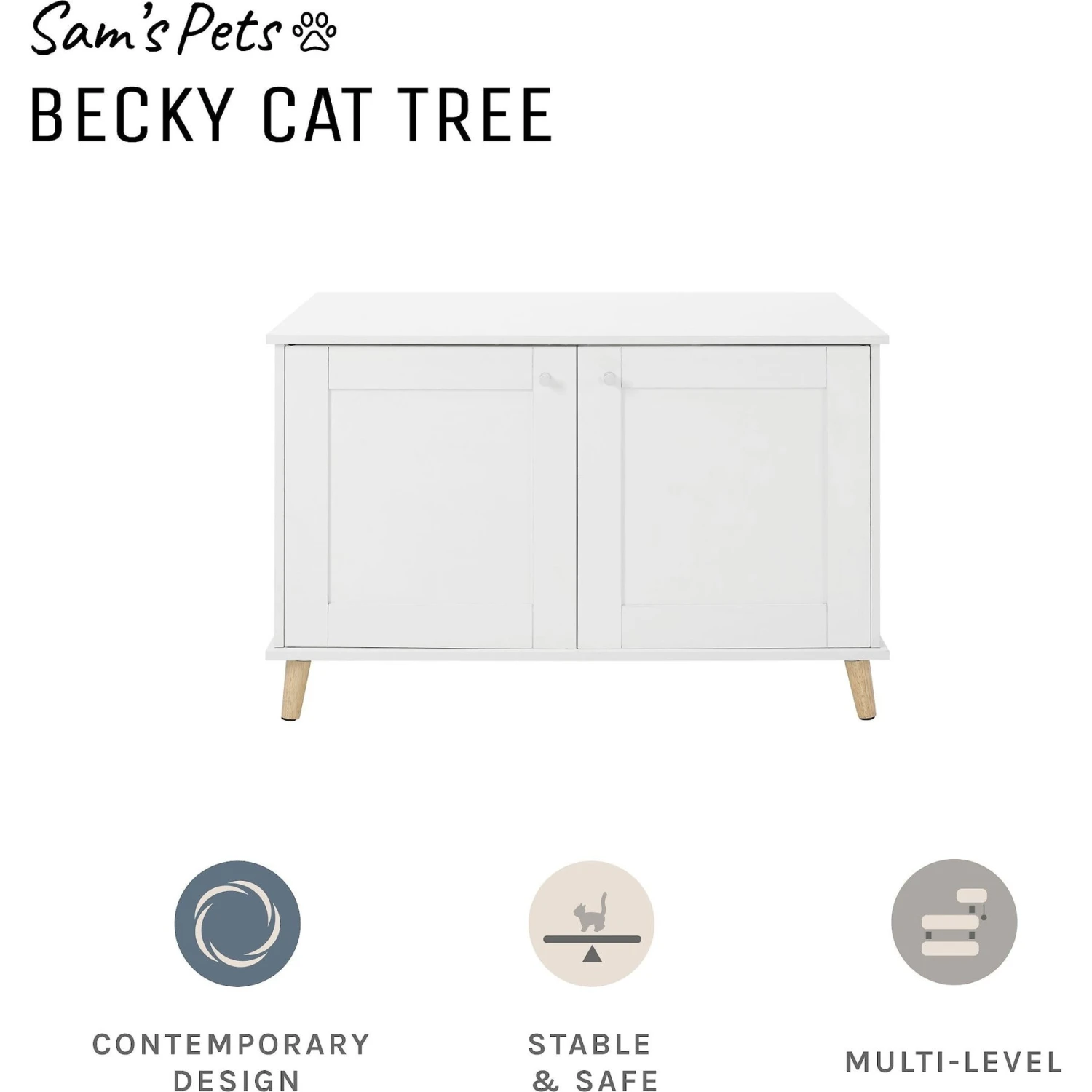 Sam's Pets Becky 24.5-in Cat Tree End Table & Litter Box Enclosure, White - Image 3