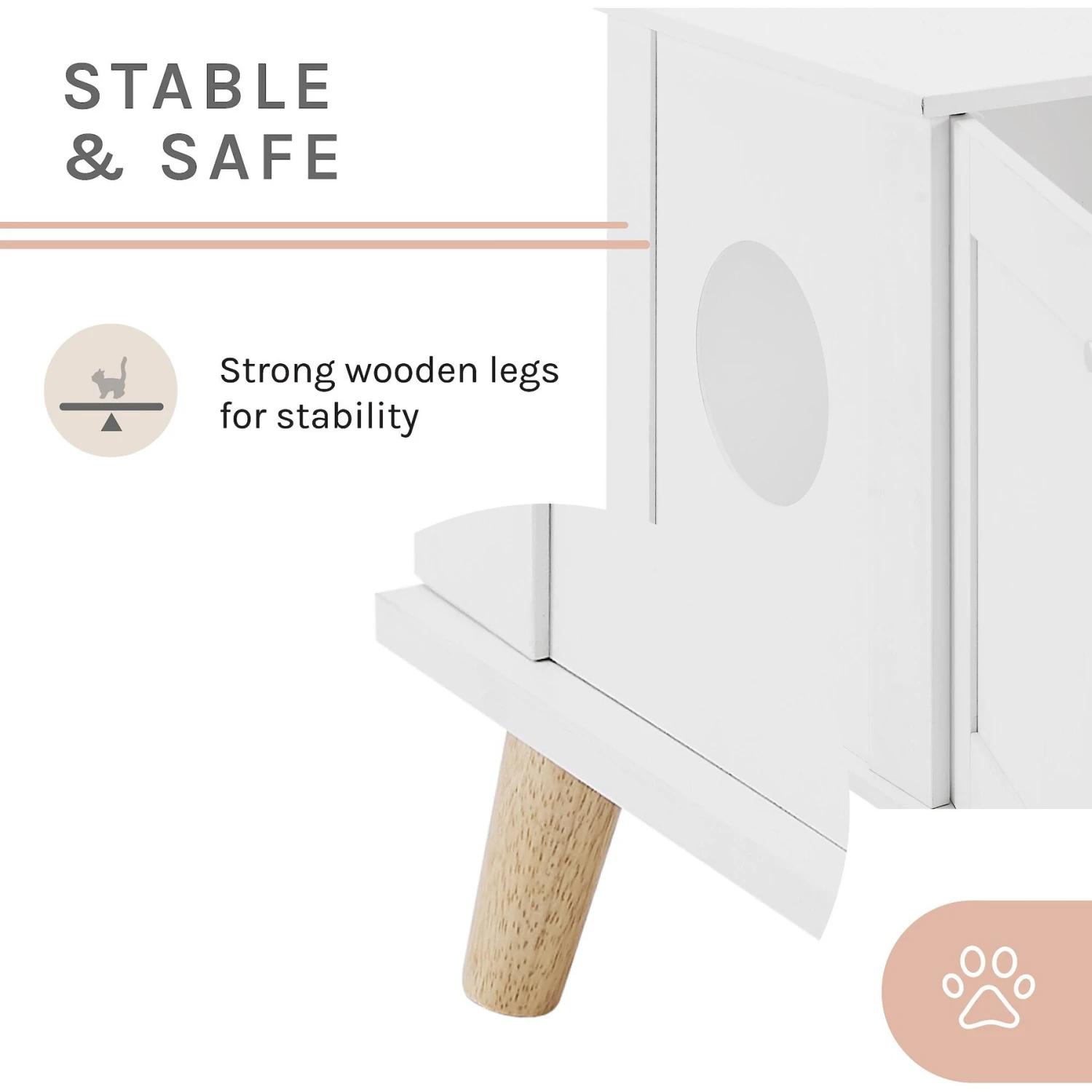 Sam's Pets Becky 24.5-in Cat Tree End Table & Litter Box Enclosure, White - Image 6